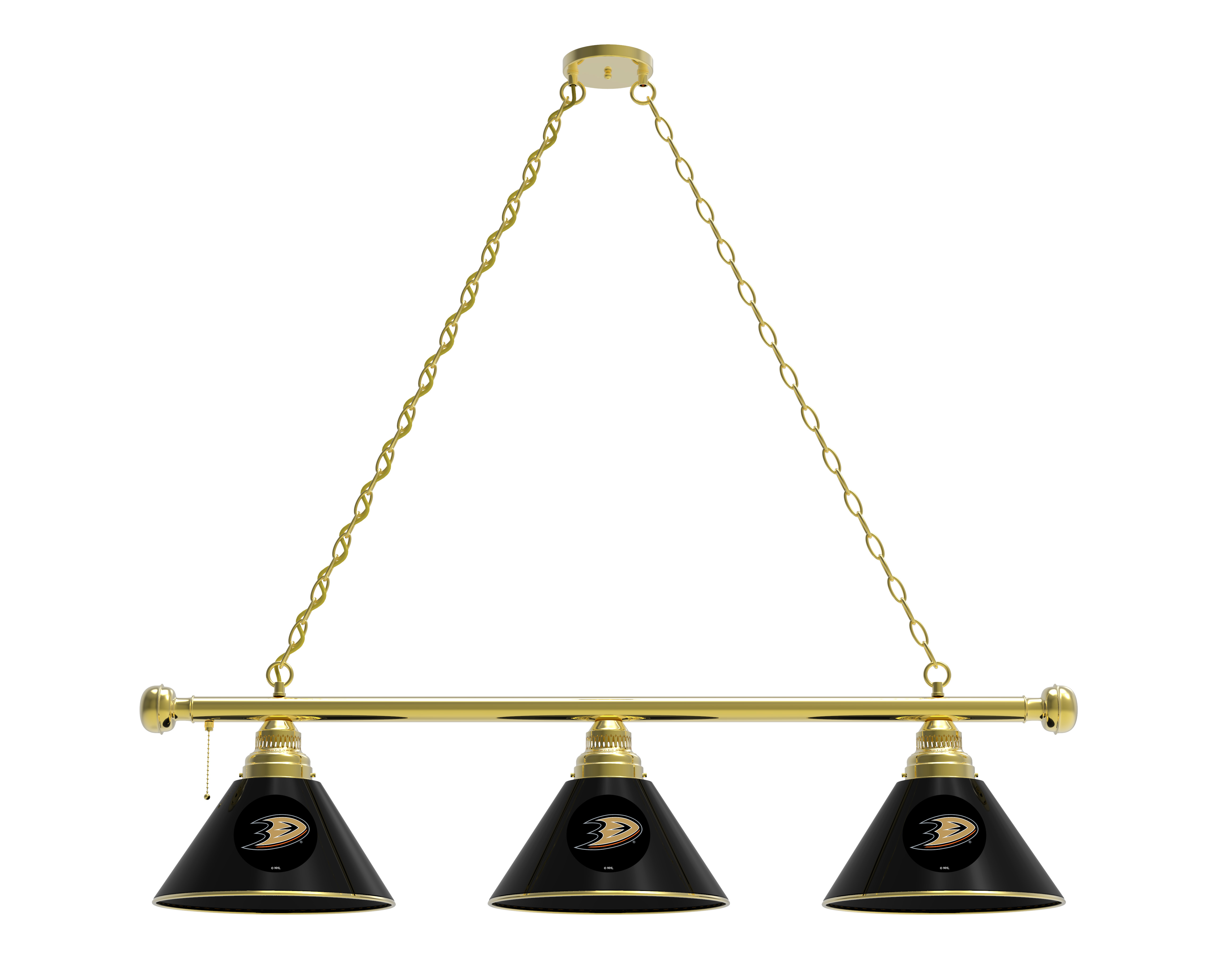 BL3BRAnaDks Anaheim Ducks 3 Shade Pool Billiard Light- Brass