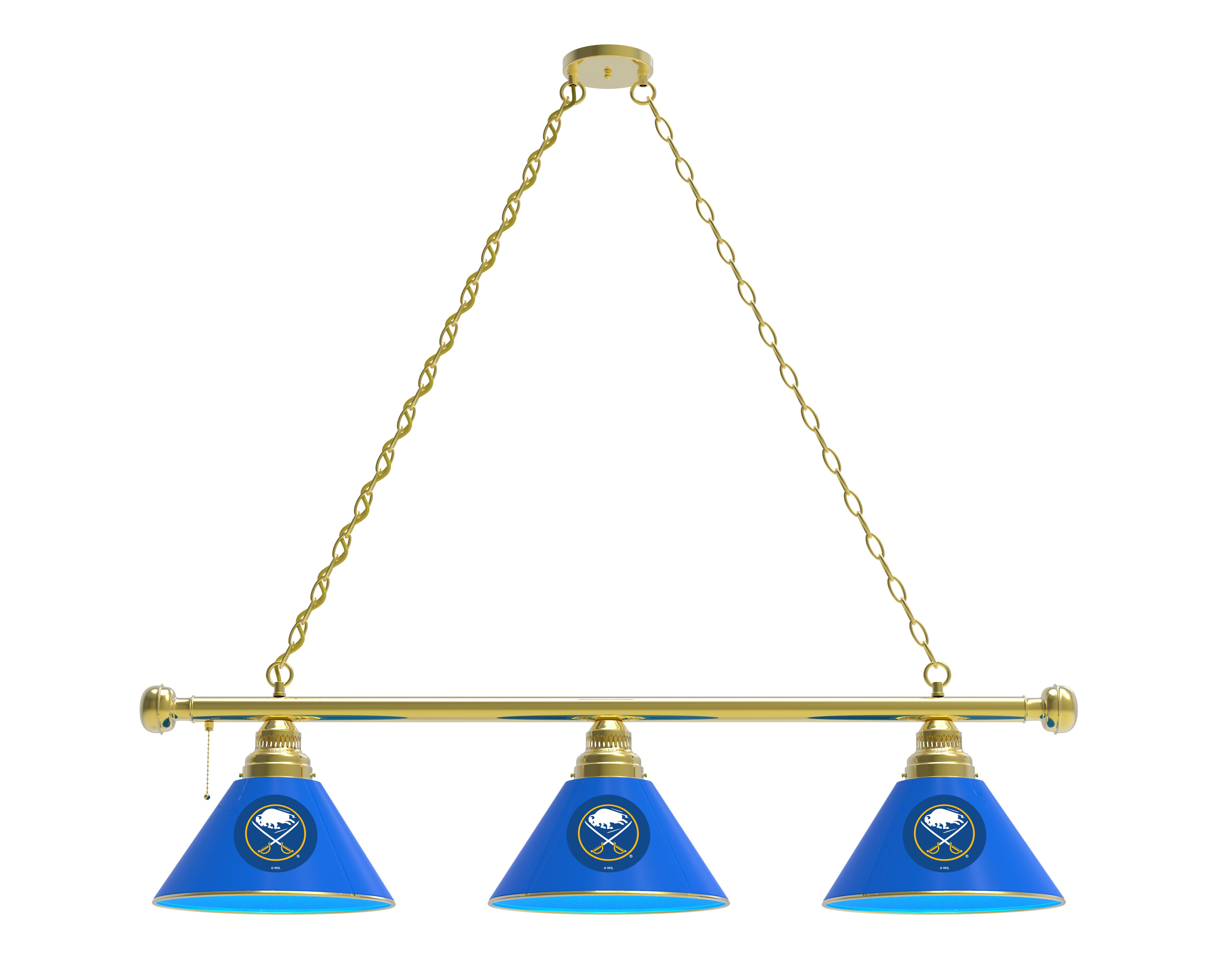 BL3BRBufSab Buffalo Sabres 3 Shade Pool Billiard Light, Brass