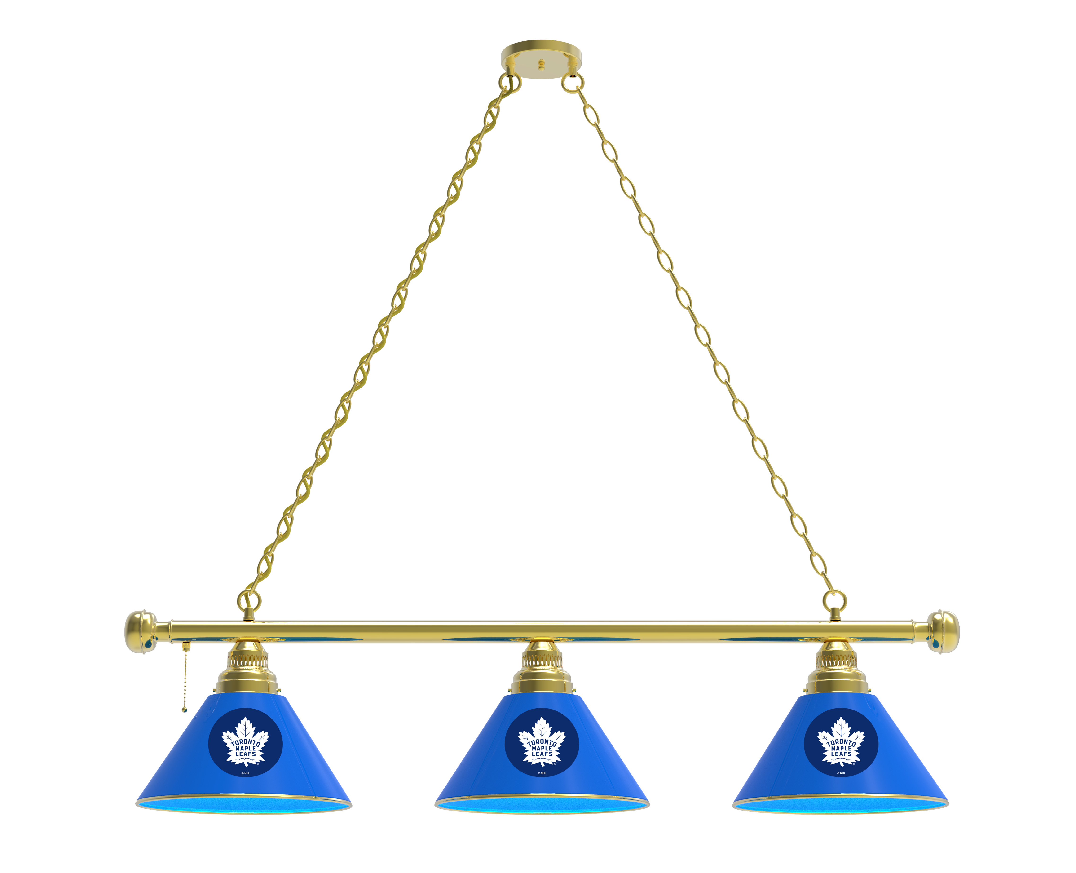 BL3BRTorMpl Toronto Maple Leafs 3 Shade Pool Billiard Light- Brass