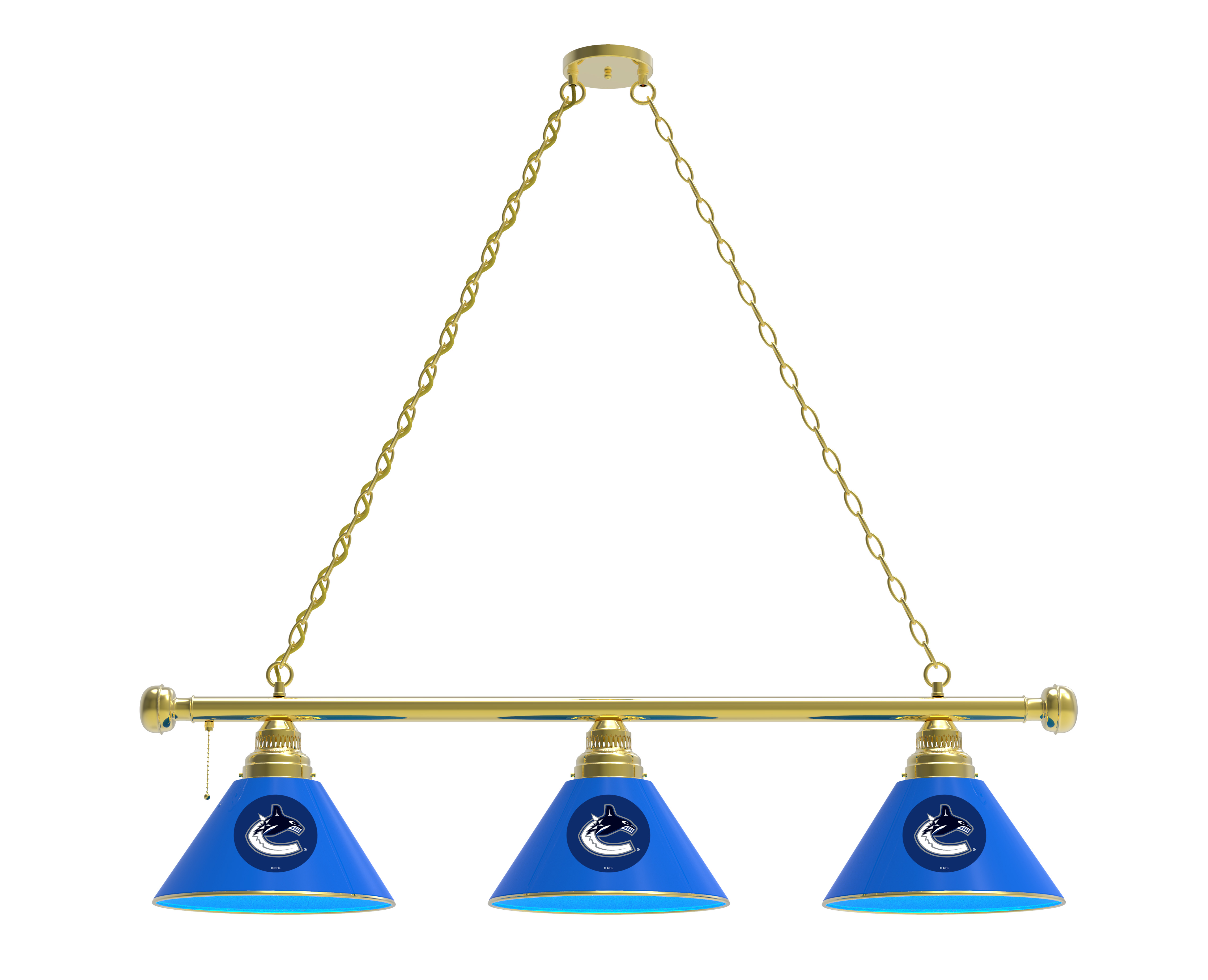 BL3BRVanCan Vancouver Canucks 3 Shade Pool Billiard Light- Brass