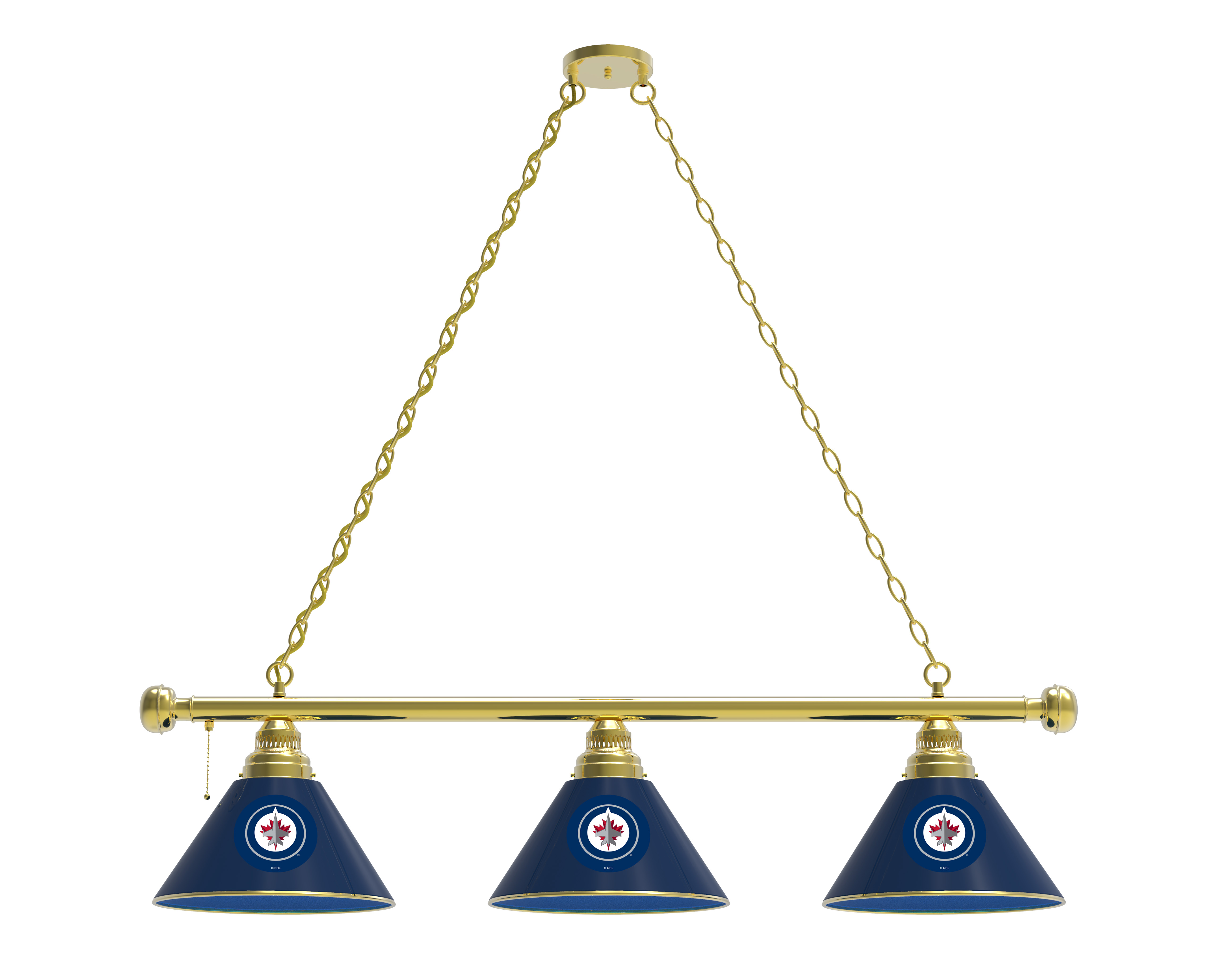 BL3BRWinJet Winnipeg Jets 3 Shade Pool Billiard Light- Brass