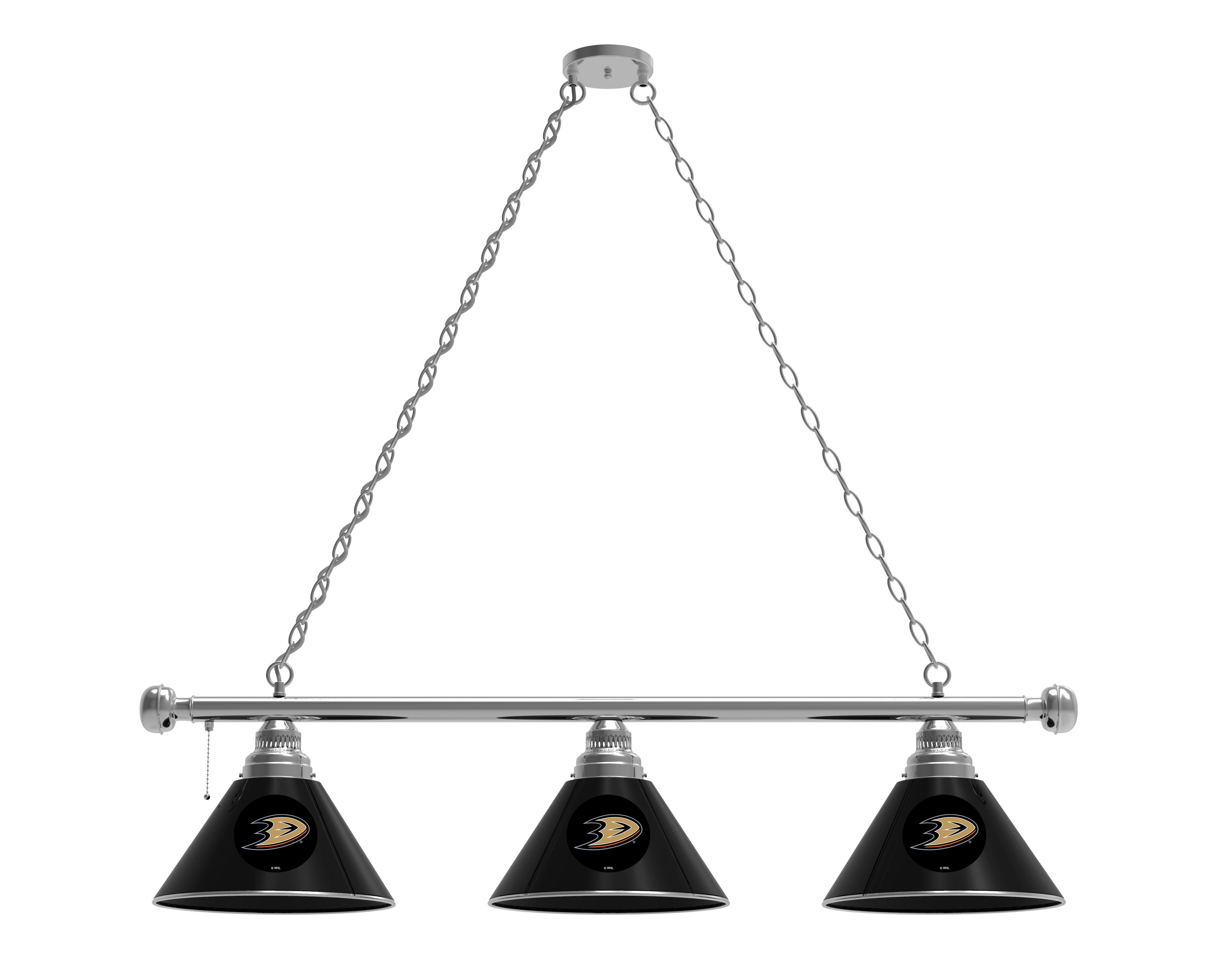 BL3CHAnaDks Anaheim Ducks 3 Shade Pool Billiard Light- Chrome