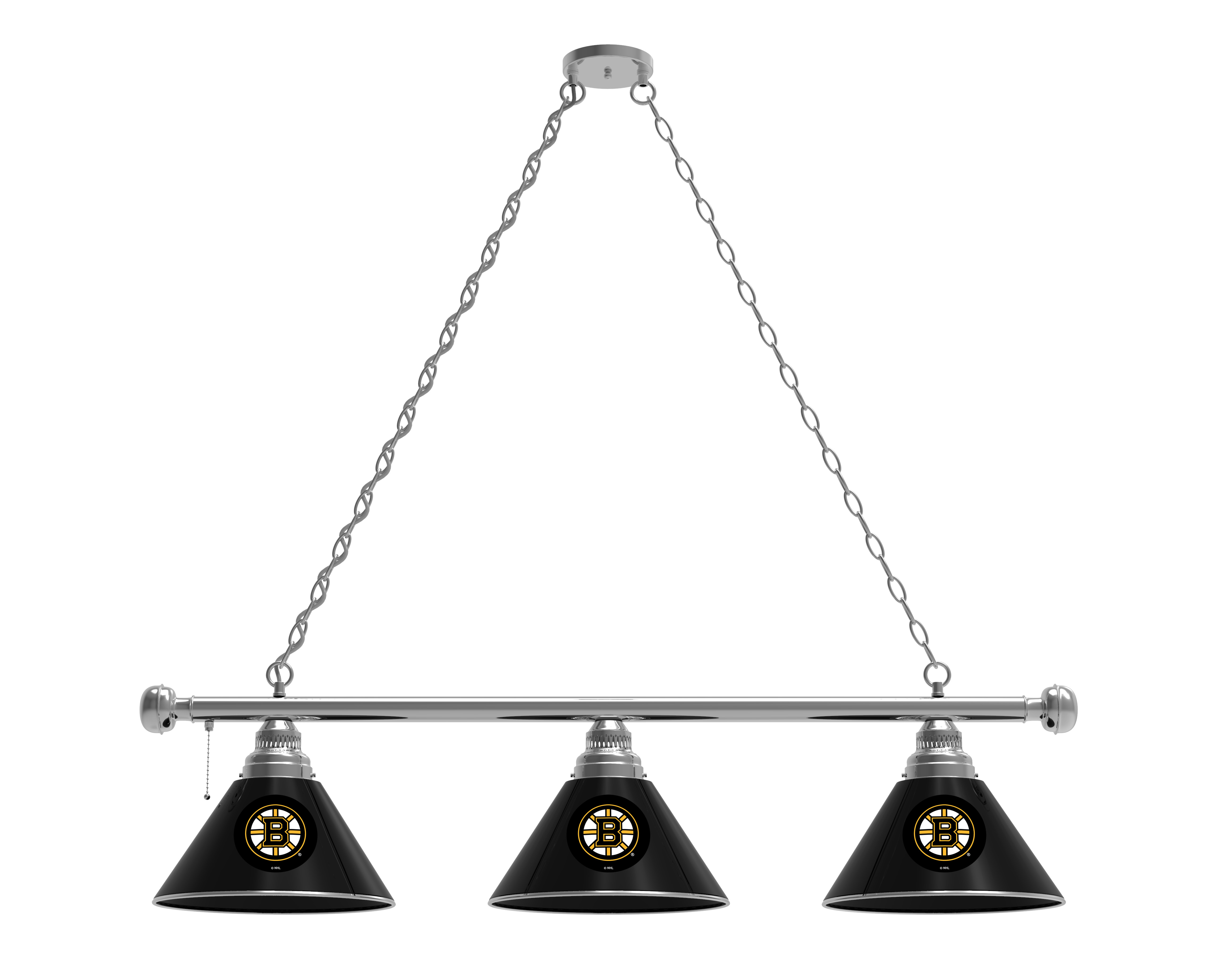 BL3CHBosBru Boston Bruins 3 Shade Pool Billiard Light- Chrome