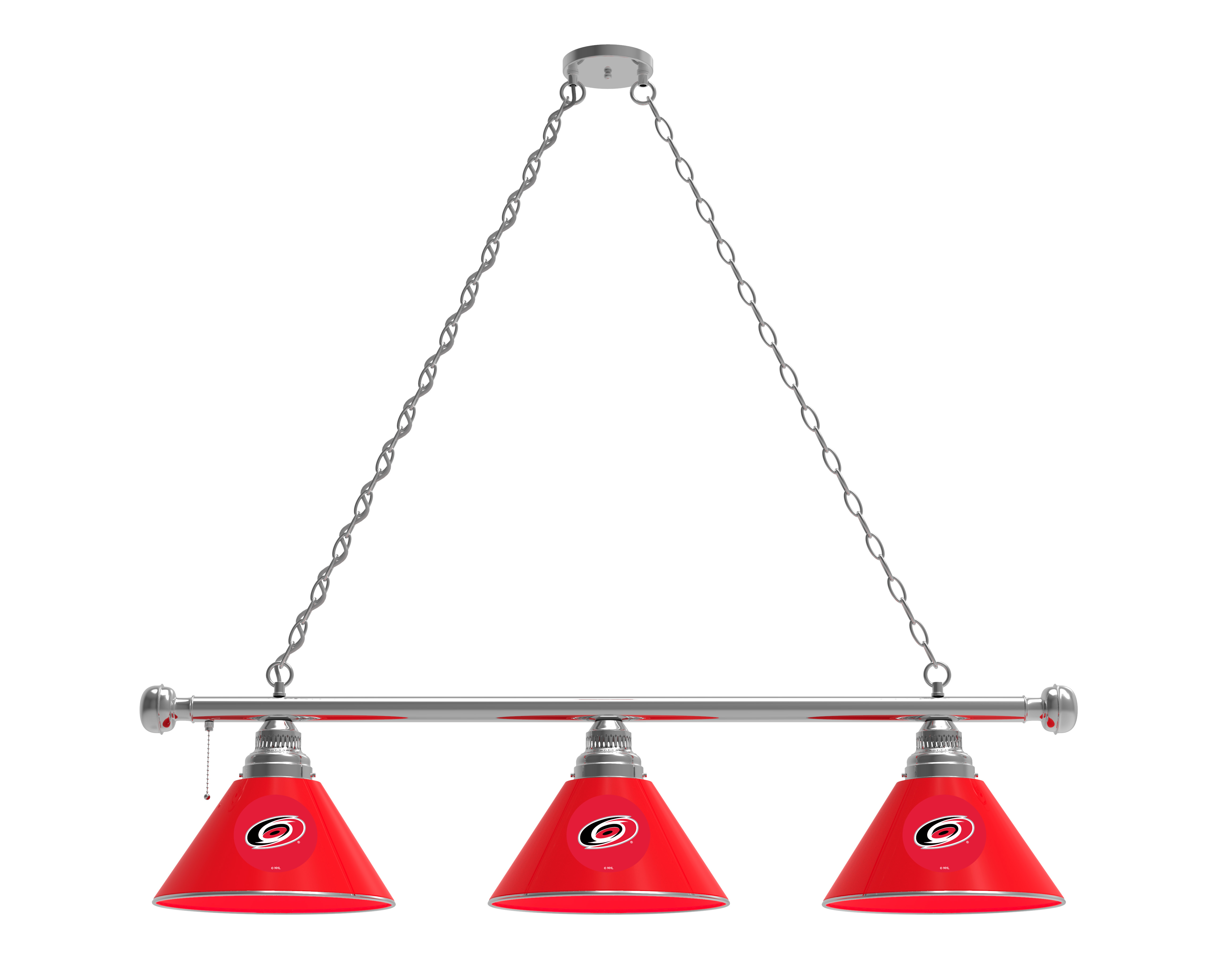 BL3CHCarHur Carolina Hurricanes 3 Shade Pool Billiard Light- Chrome