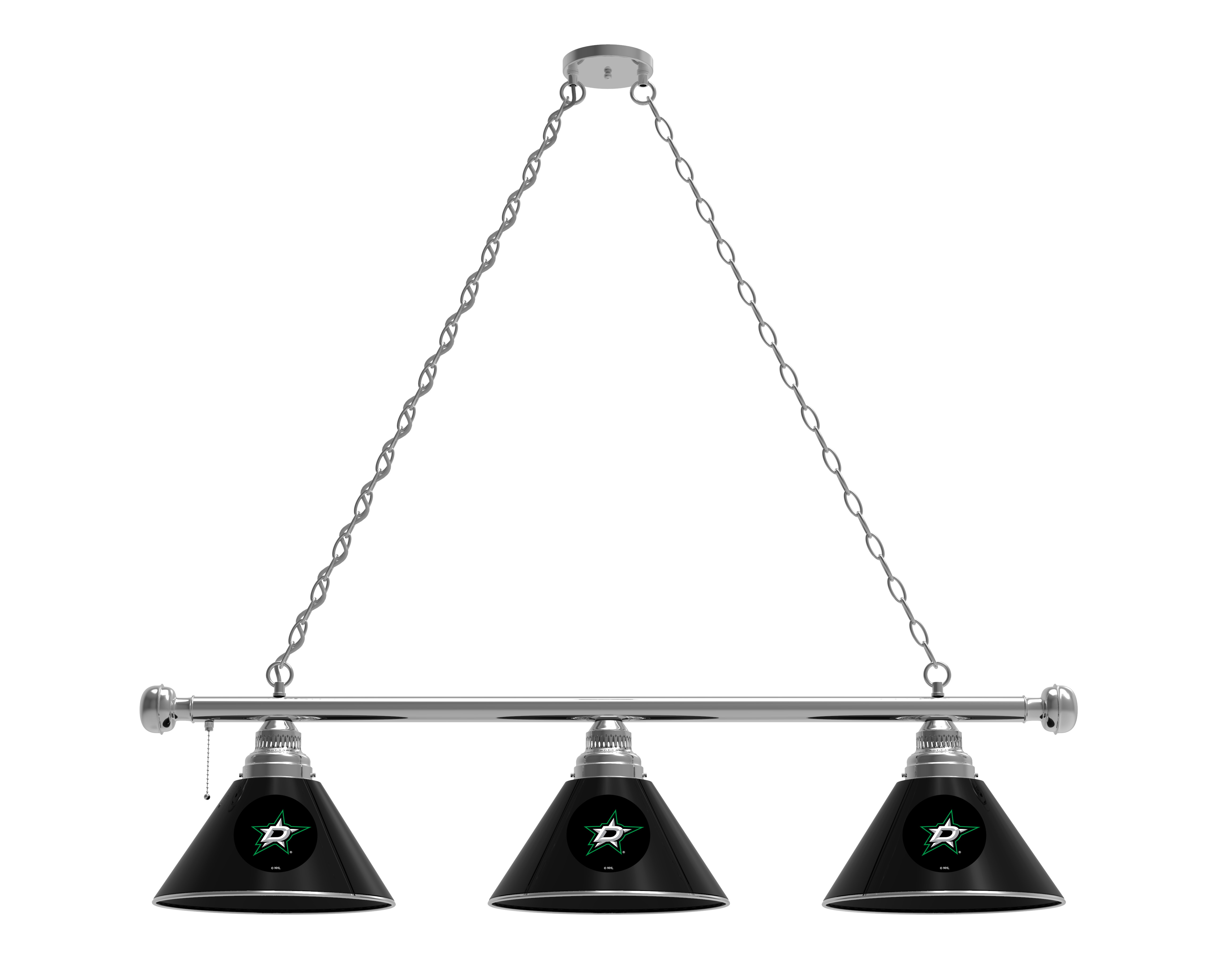 BL3CHDalSta Dallas Stars 3 Shade Pool Billiard Light- Chrome