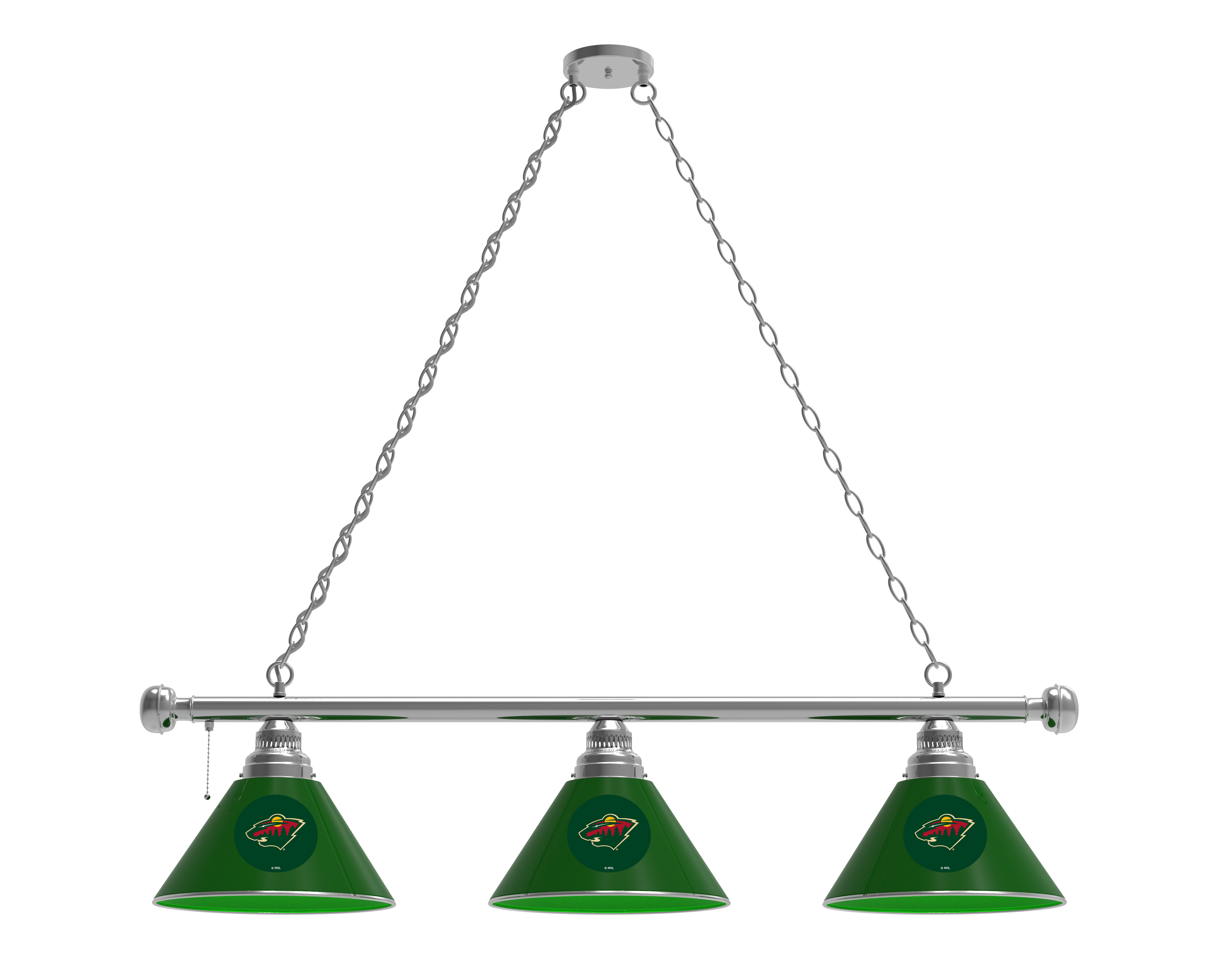 BL3CHMinWld Minnesota Wild 3 Shade Pool Billiard Light- Chrome
