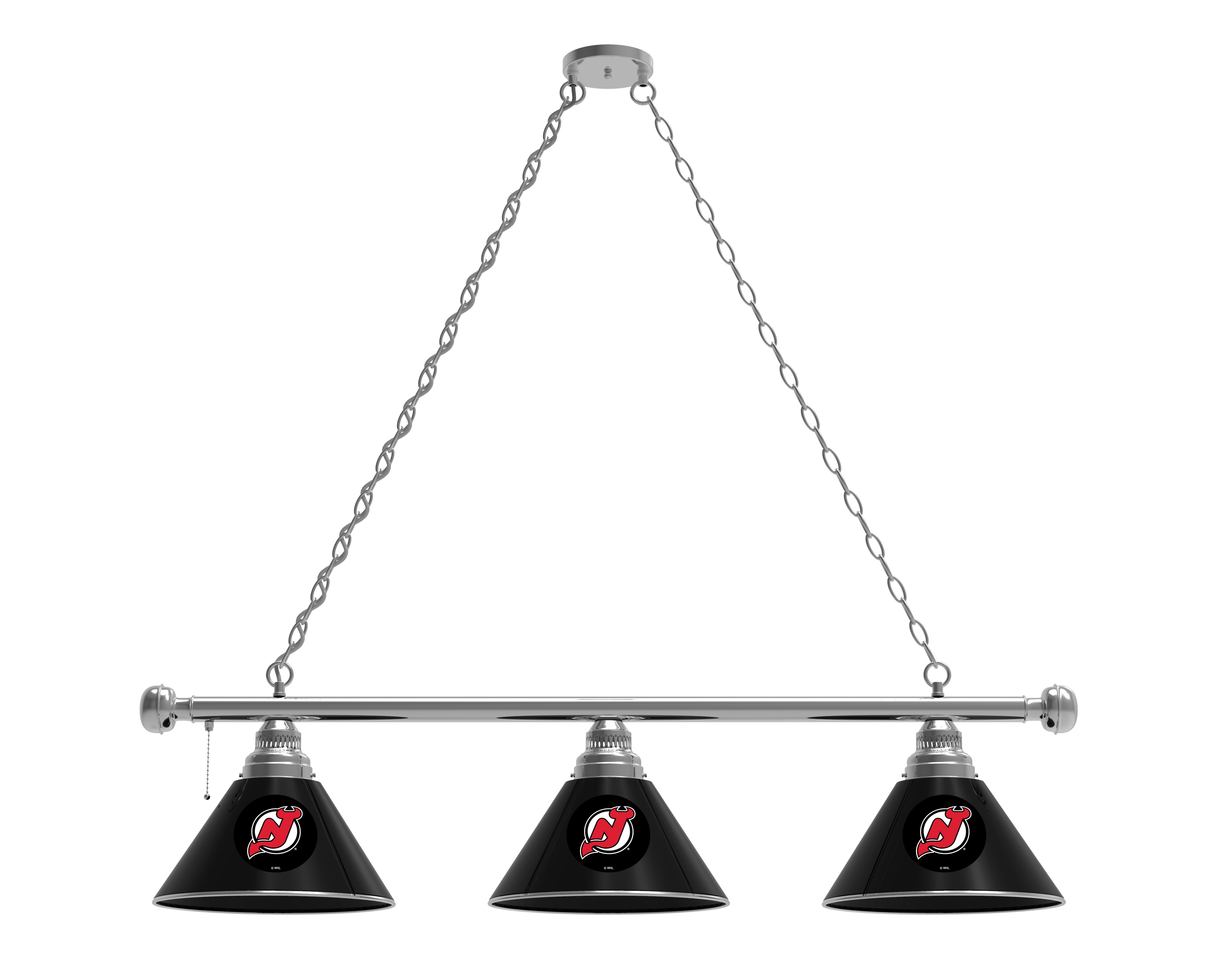 BL3CHNJDevl New Jersey Devils 3 Shade Pool Billiard Light- Chrome