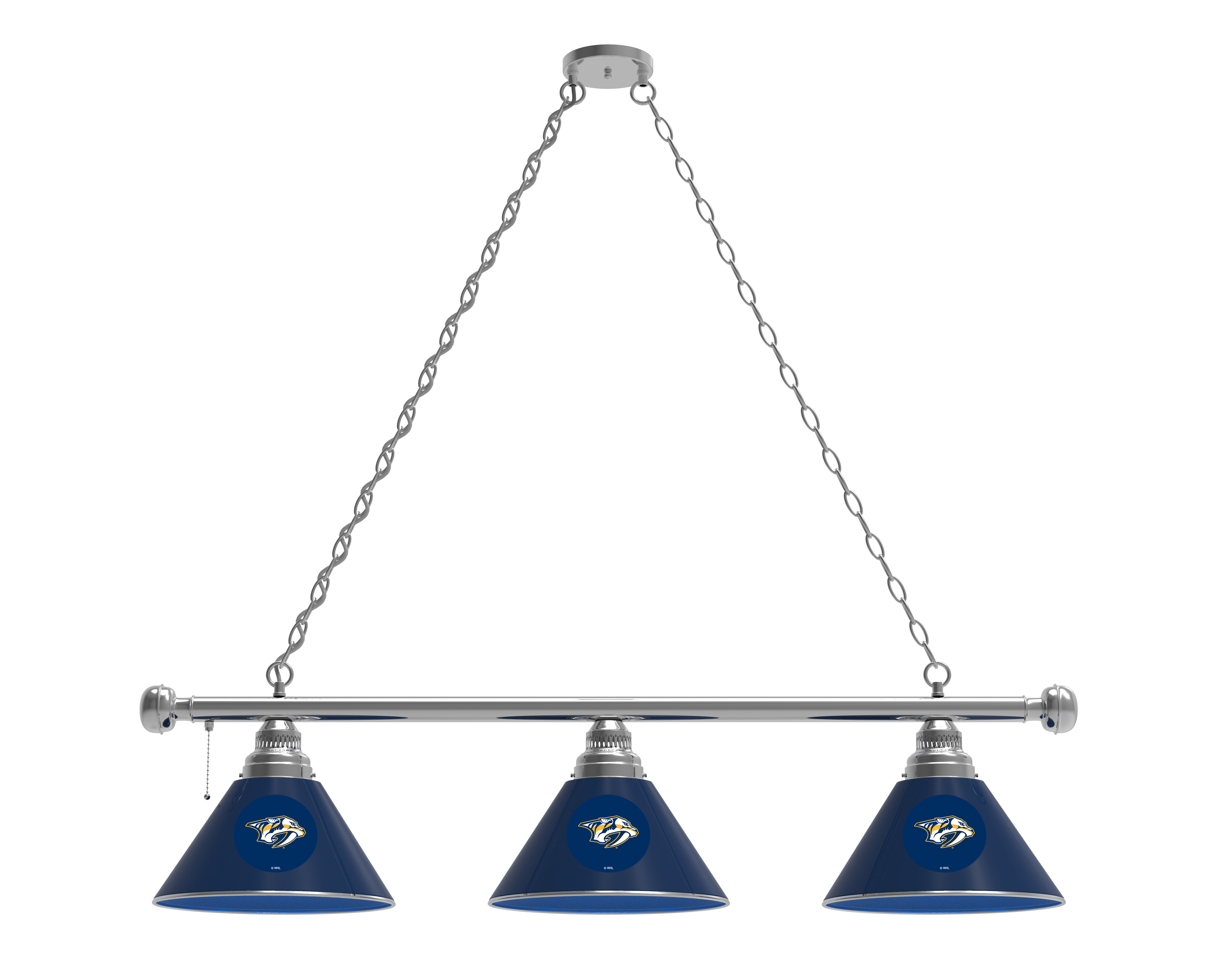 BL3CHNshPre Nashville Predators 3 Shade Pool Billiard Light- Chrome