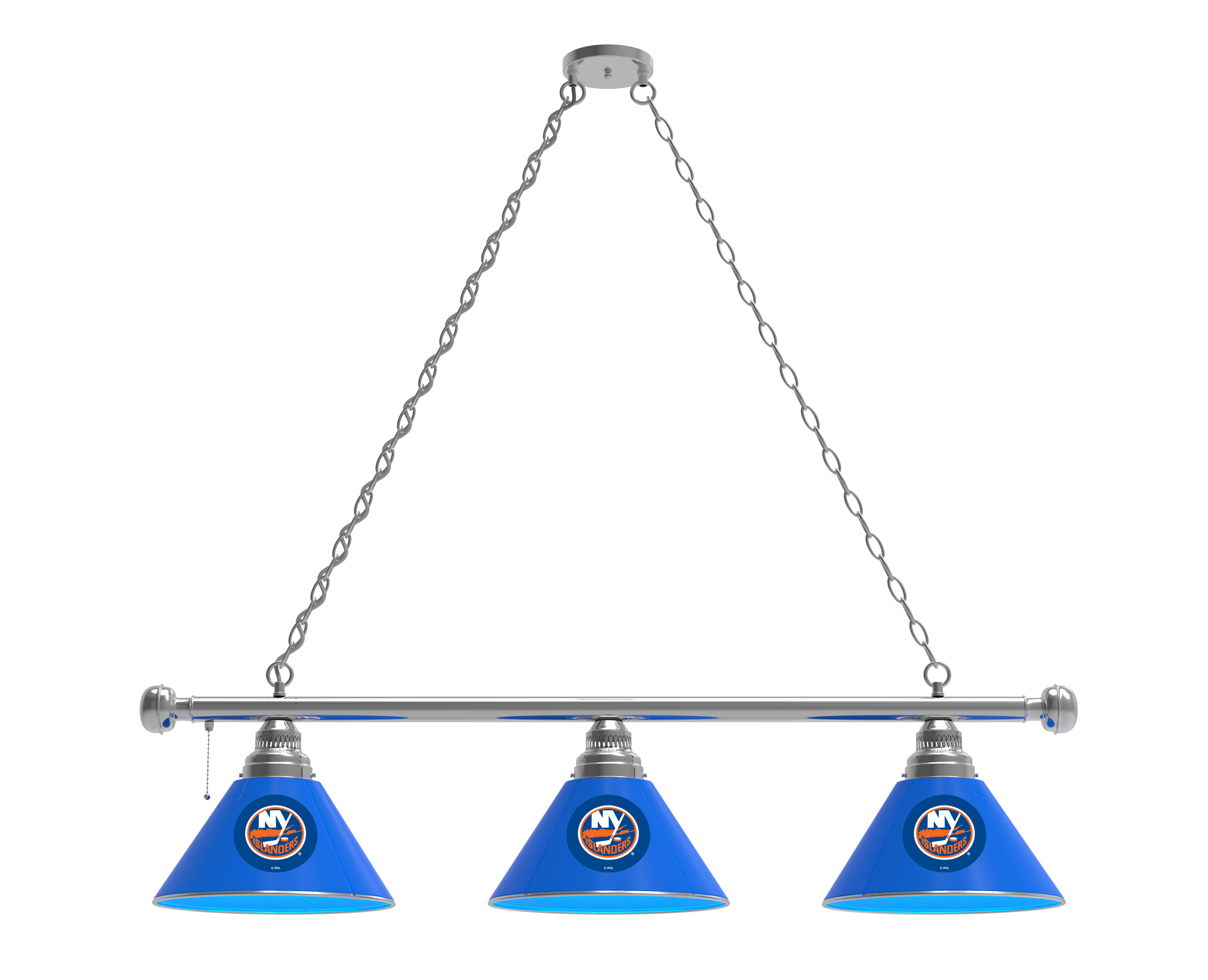 BL3CHNYIsln New York Islanders 3 Shade Pool Billiard Light- Chrome