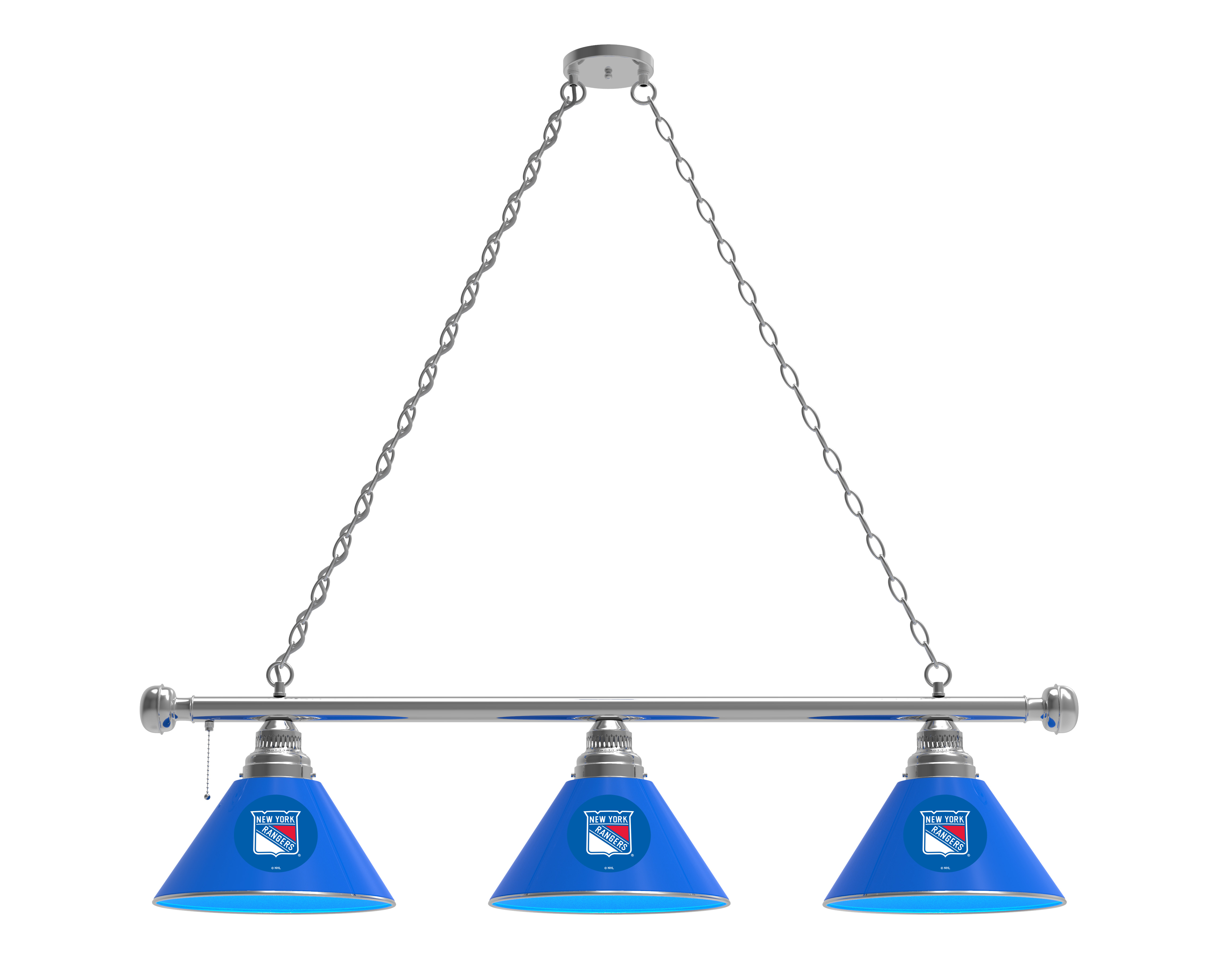 BL3CHNYRang New York Rangers 3 Shade Pool Billiard Light- Chrome