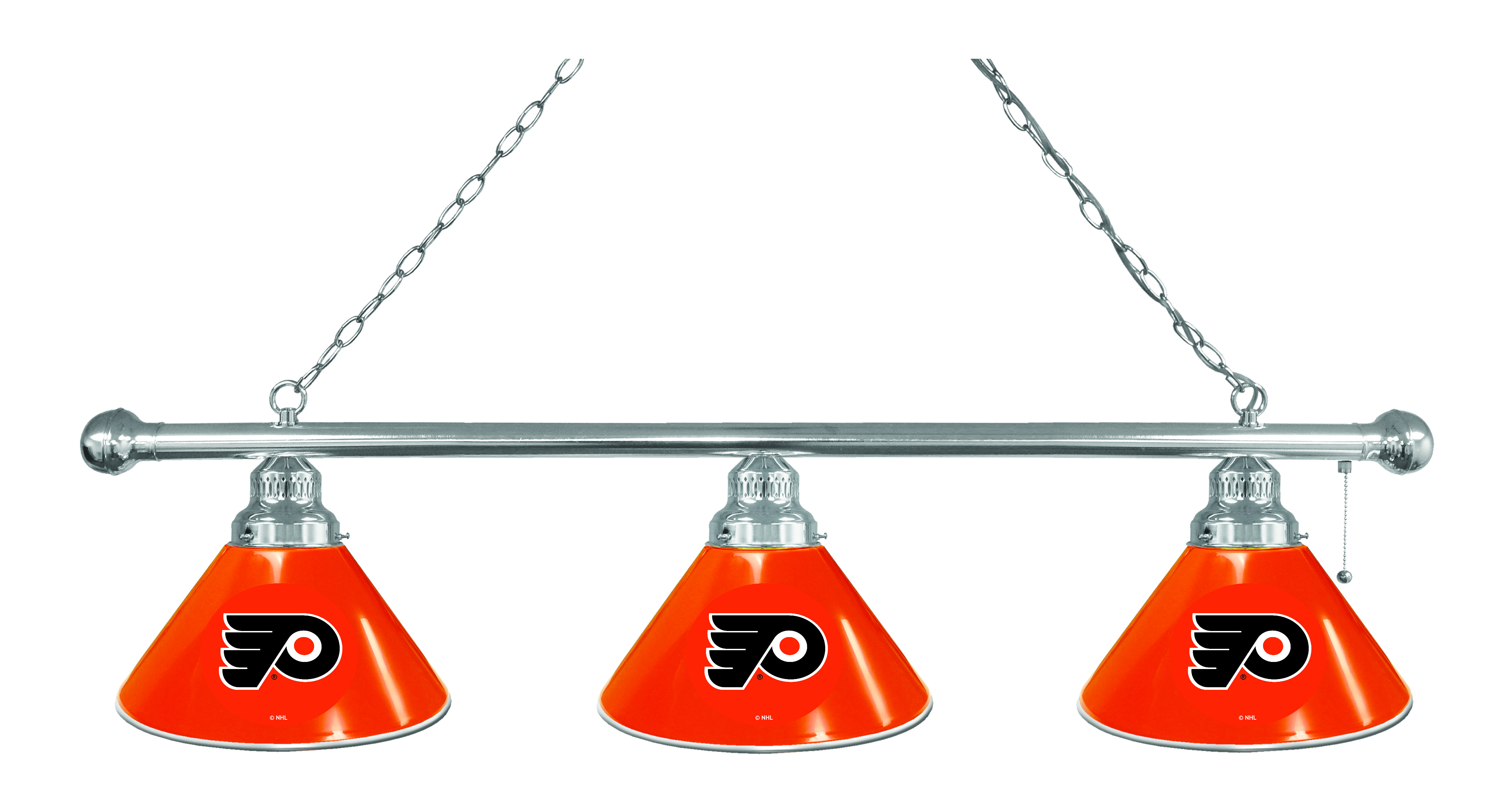 BL3CHPhiFly-O Philadelphia Flyers 3 Shade Pool Billiard Light- Orange- Chrome