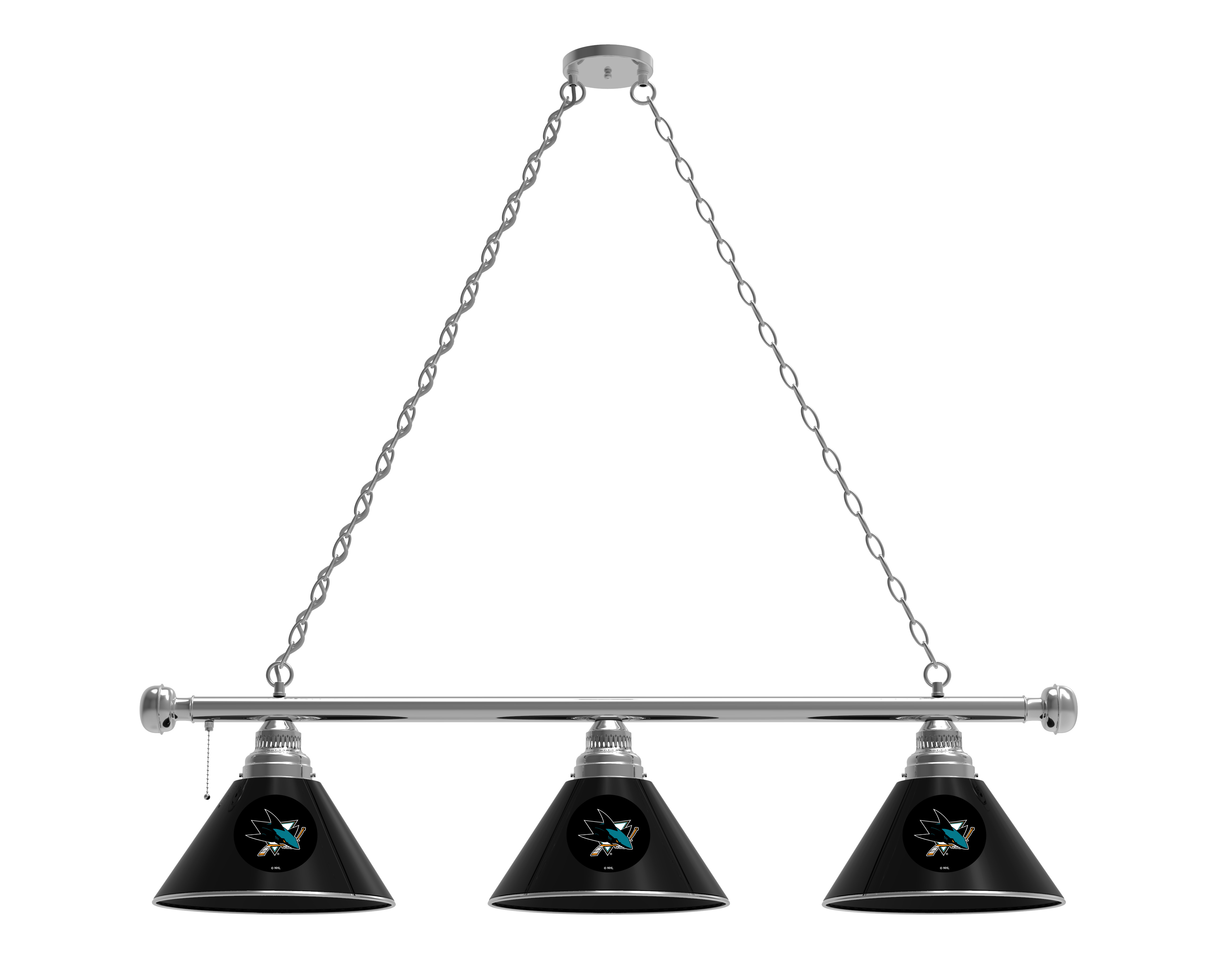 BL3CHSJShar San Jose Sharks 3 Shade Pool Billiard Light- Chrome