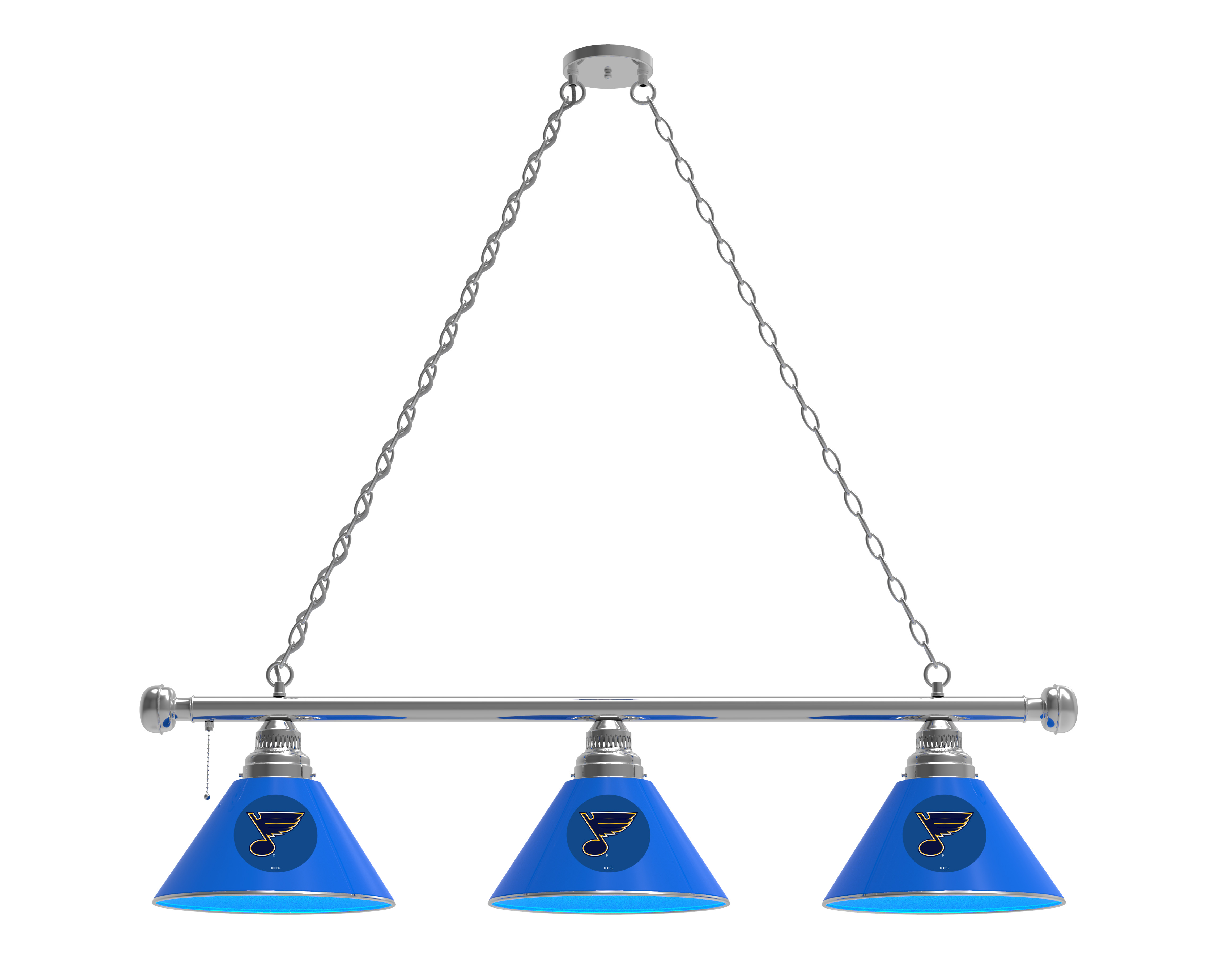 BL3CHSTLBlu St Louis Blues 3 Shade Pool Billiard Light- Chrome