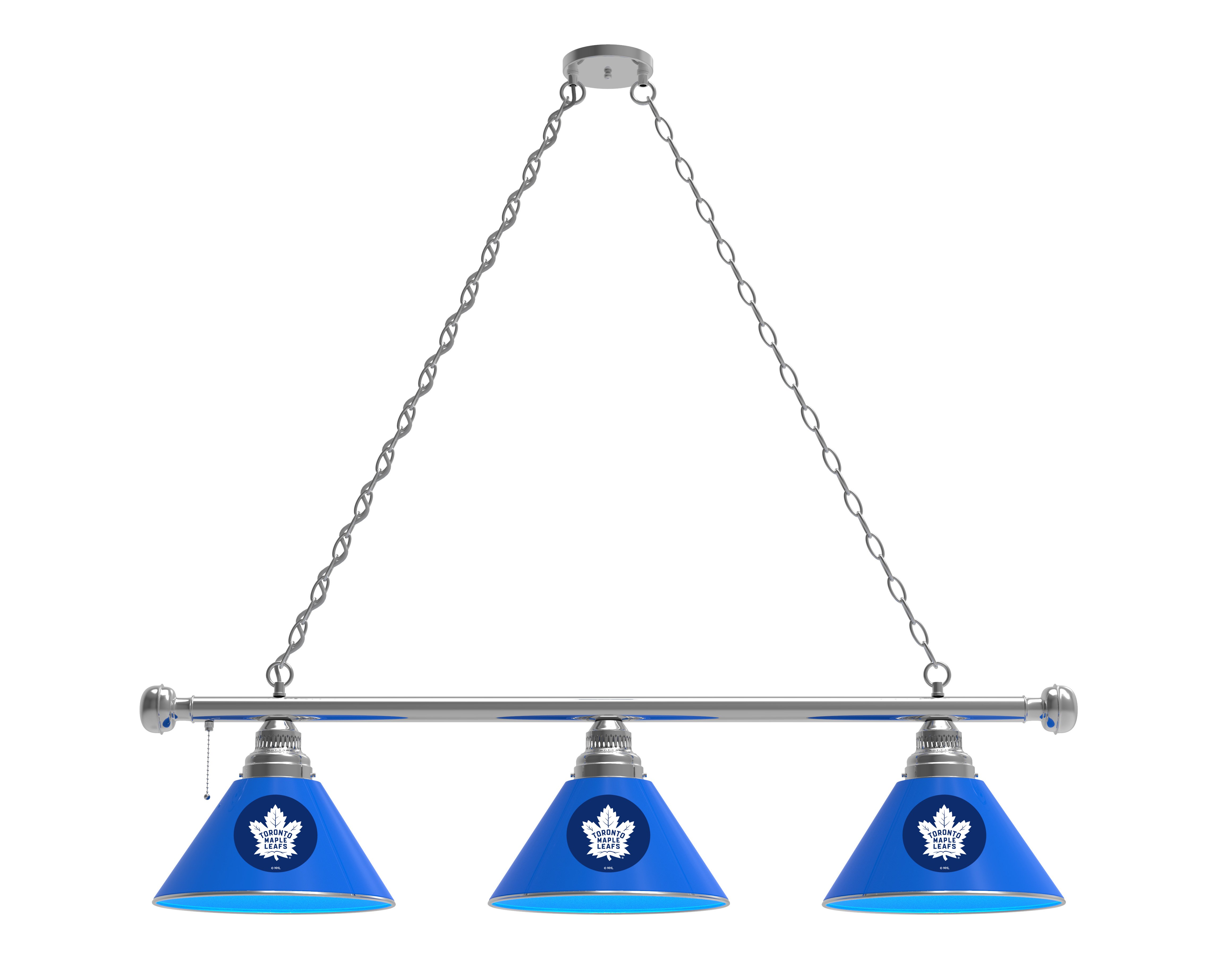 BL3CHTorMpl Toronto Maple Leafs 3 Shade Pool Billiard Light- Chrome