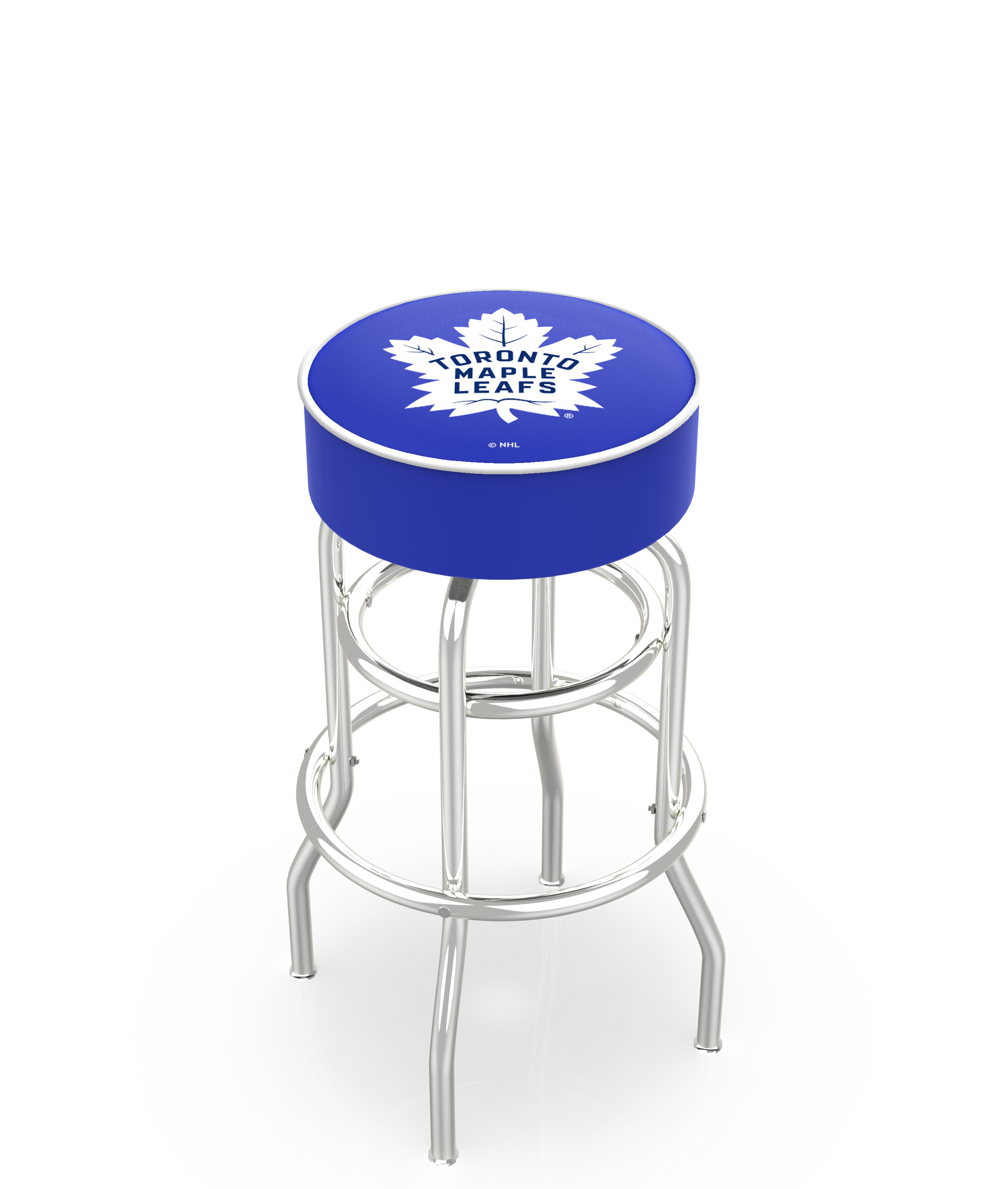 30" L7C1 - 4" Toronto Maple Leafs Cushion Seat with Double-Ring Chrome Base Swivel Bar Stool by  Company