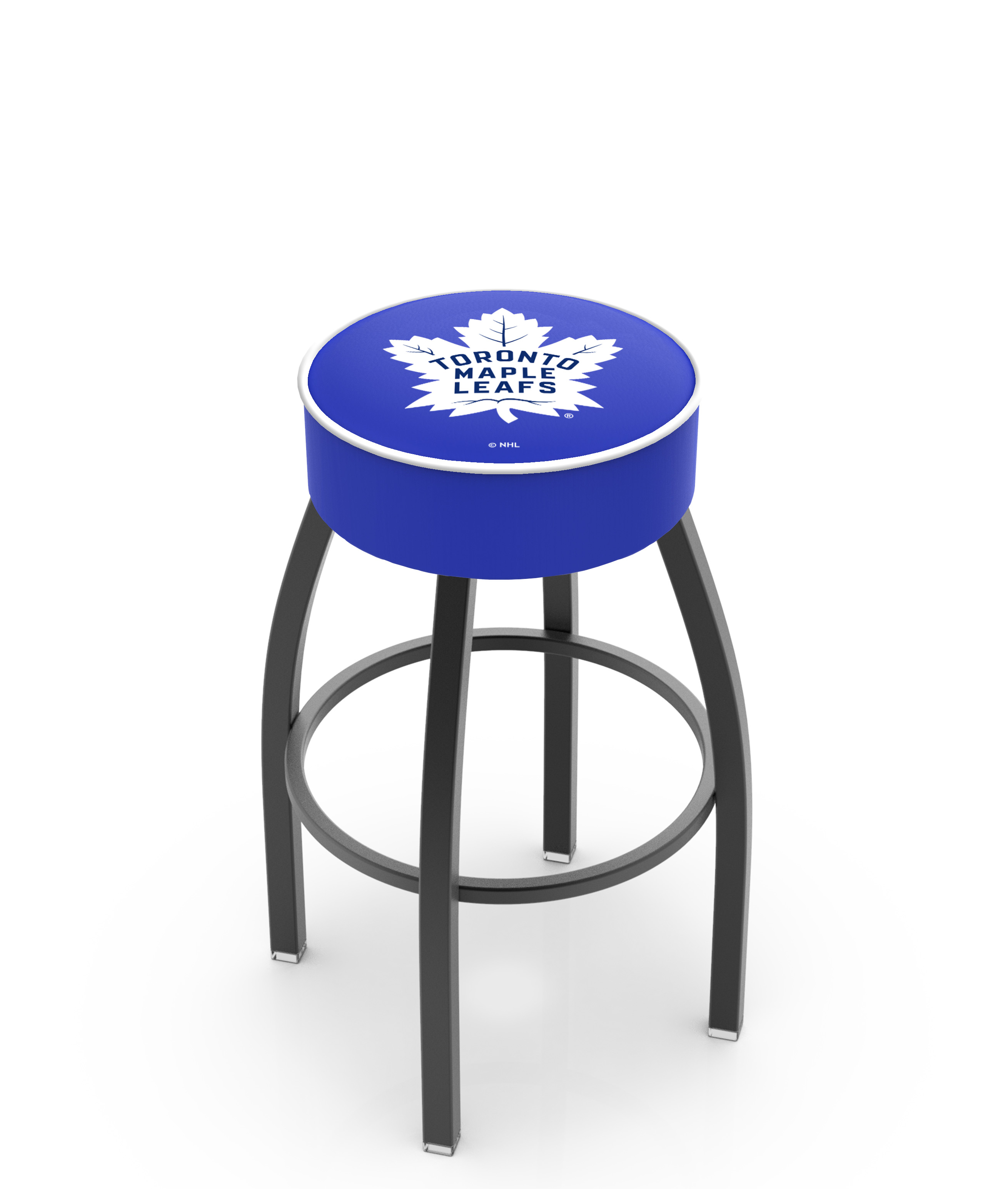 30" L8B1 - 4" Toronto Maple Leafs Cushion Seat with Black Wrinkle Base Swivel Bar Stool by  Company