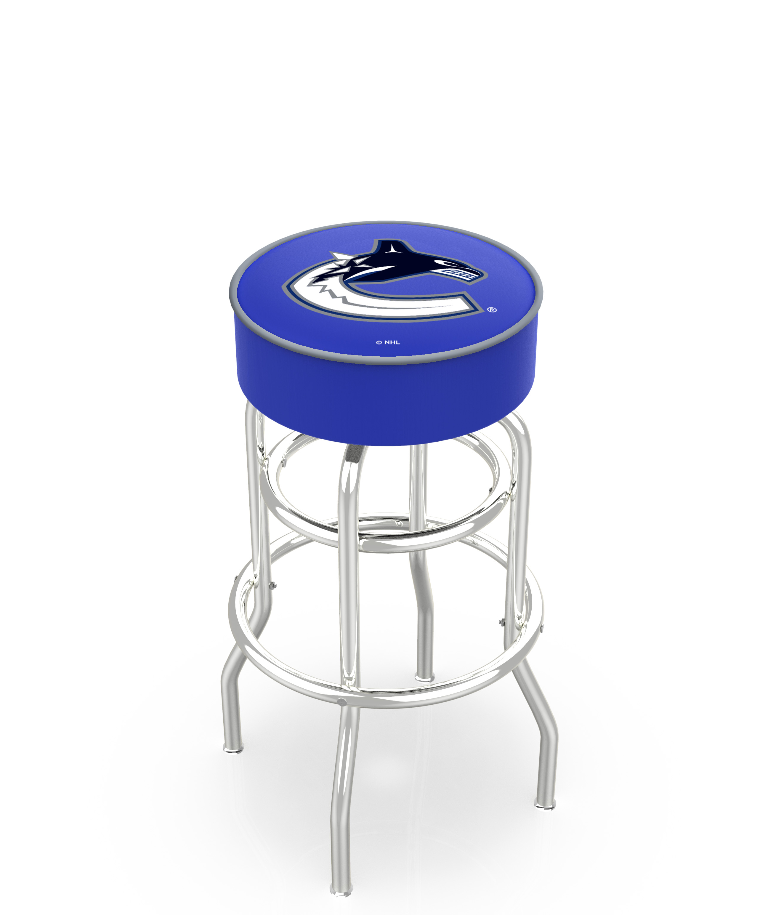 30" L7C1 - 4" Vancouver Canucks Cushion Seat with Double-Ring Chrome Base Swivel Bar Stool by  Company