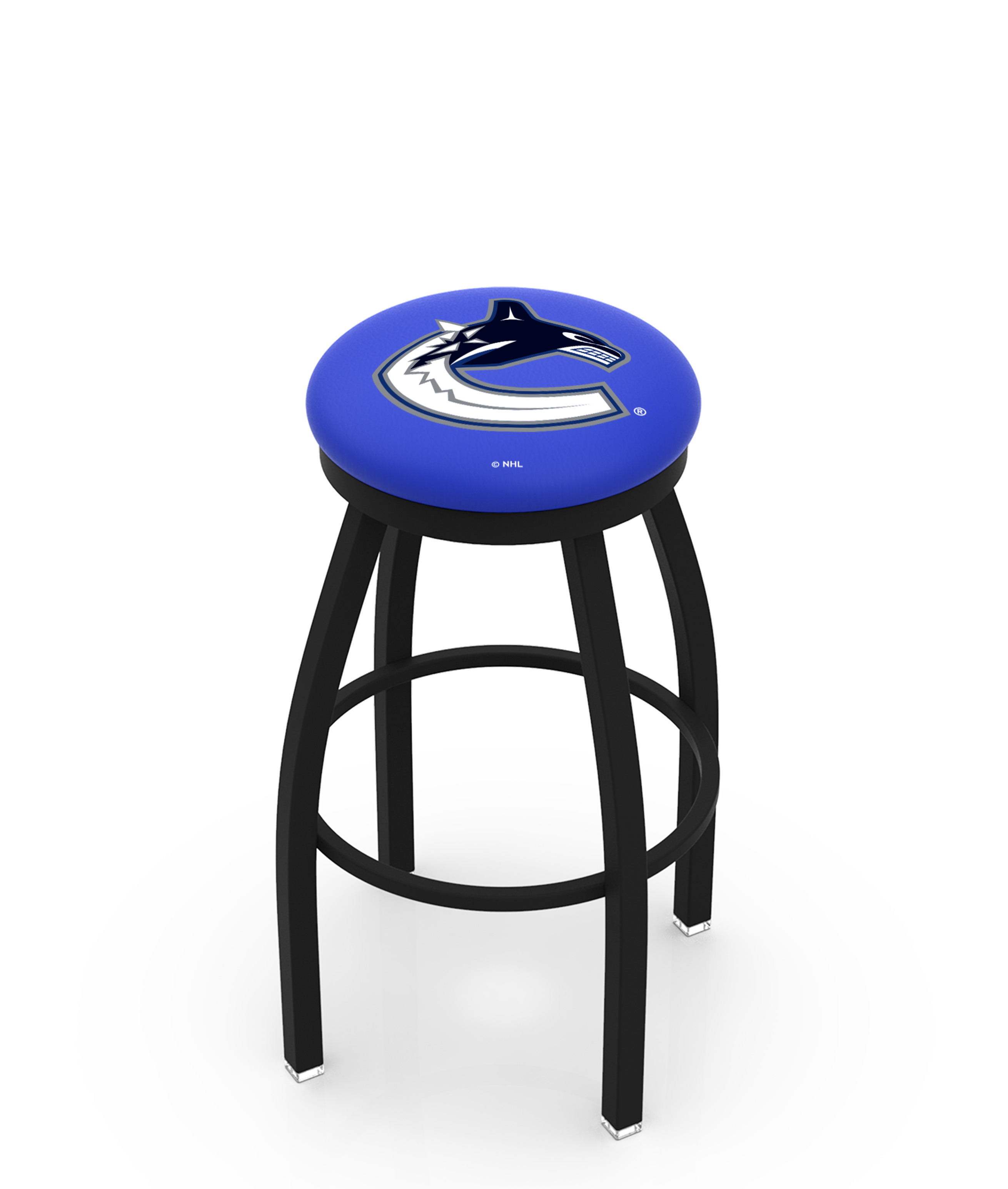 30" L8B2B - Black Wrinkle Vancouver Canucks Swivel Bar Stool with Accent Ring by  Company