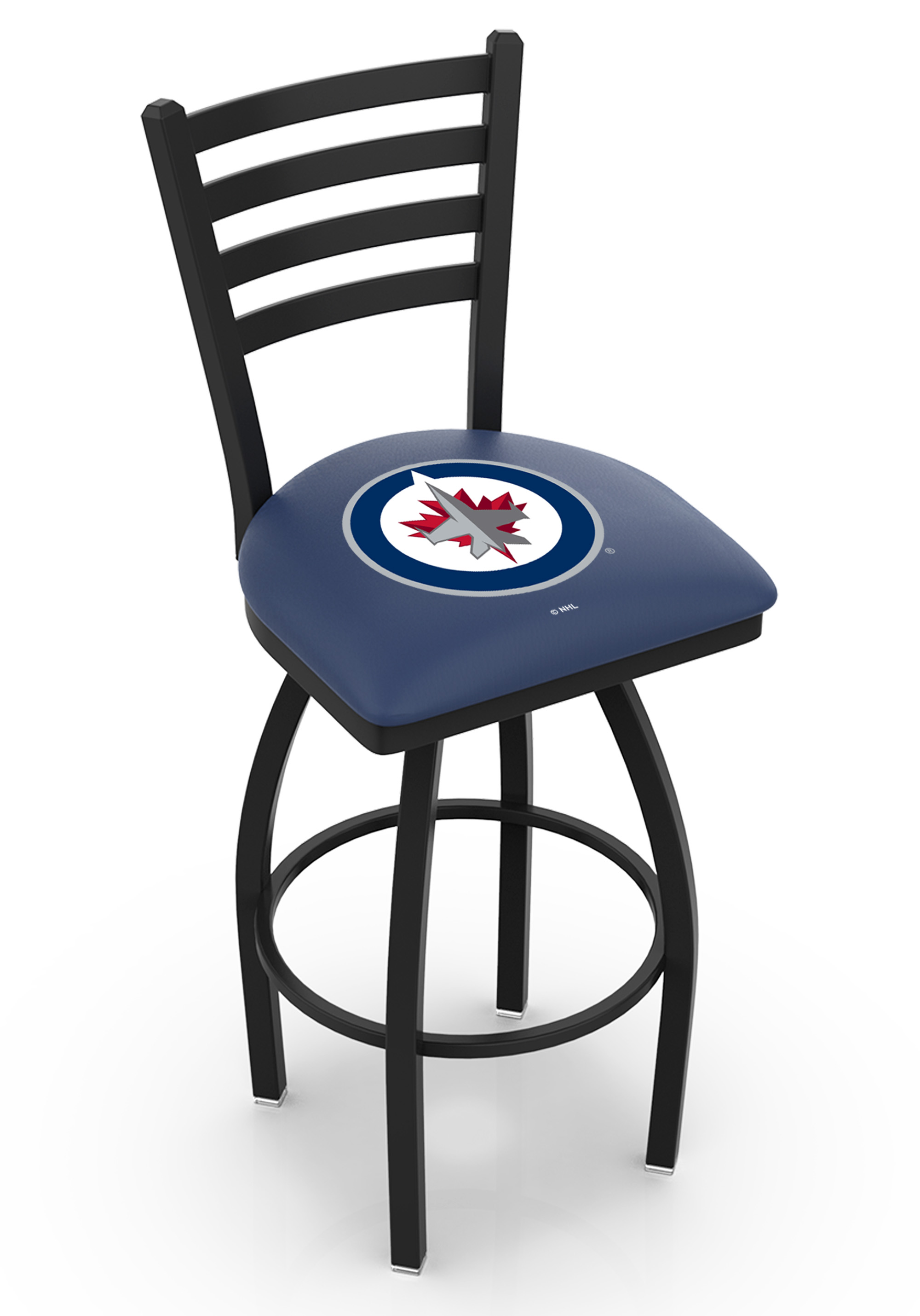 L014 - 25" Black Wrinkle Winnipeg Jets Swivel Bar Stool with Ladder Style Back by  Co.