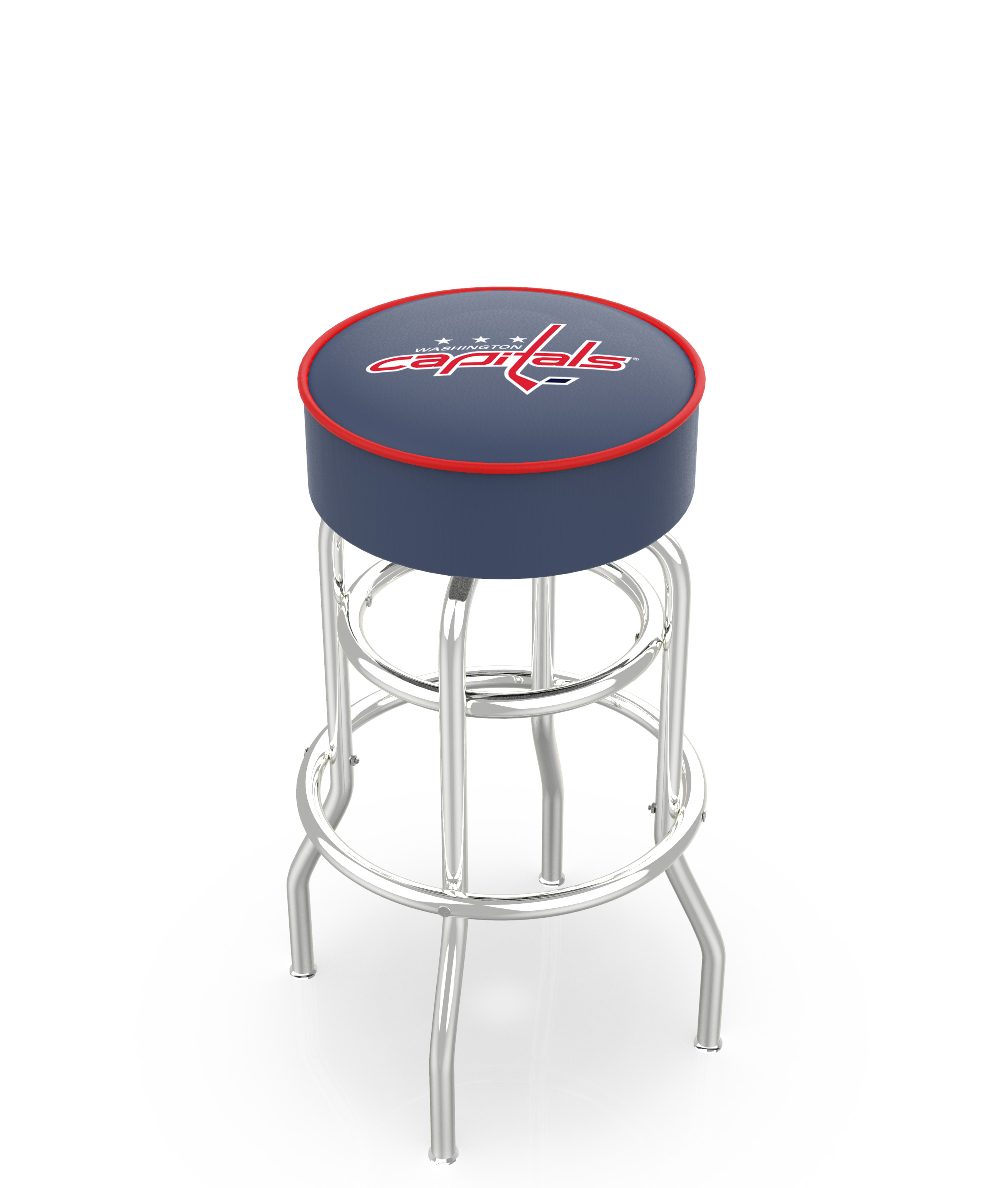 25" L7C1 - 4" Washington Capitals Cushion Seat with Double-Ring Chrome Base Swivel Bar Stool by  Company