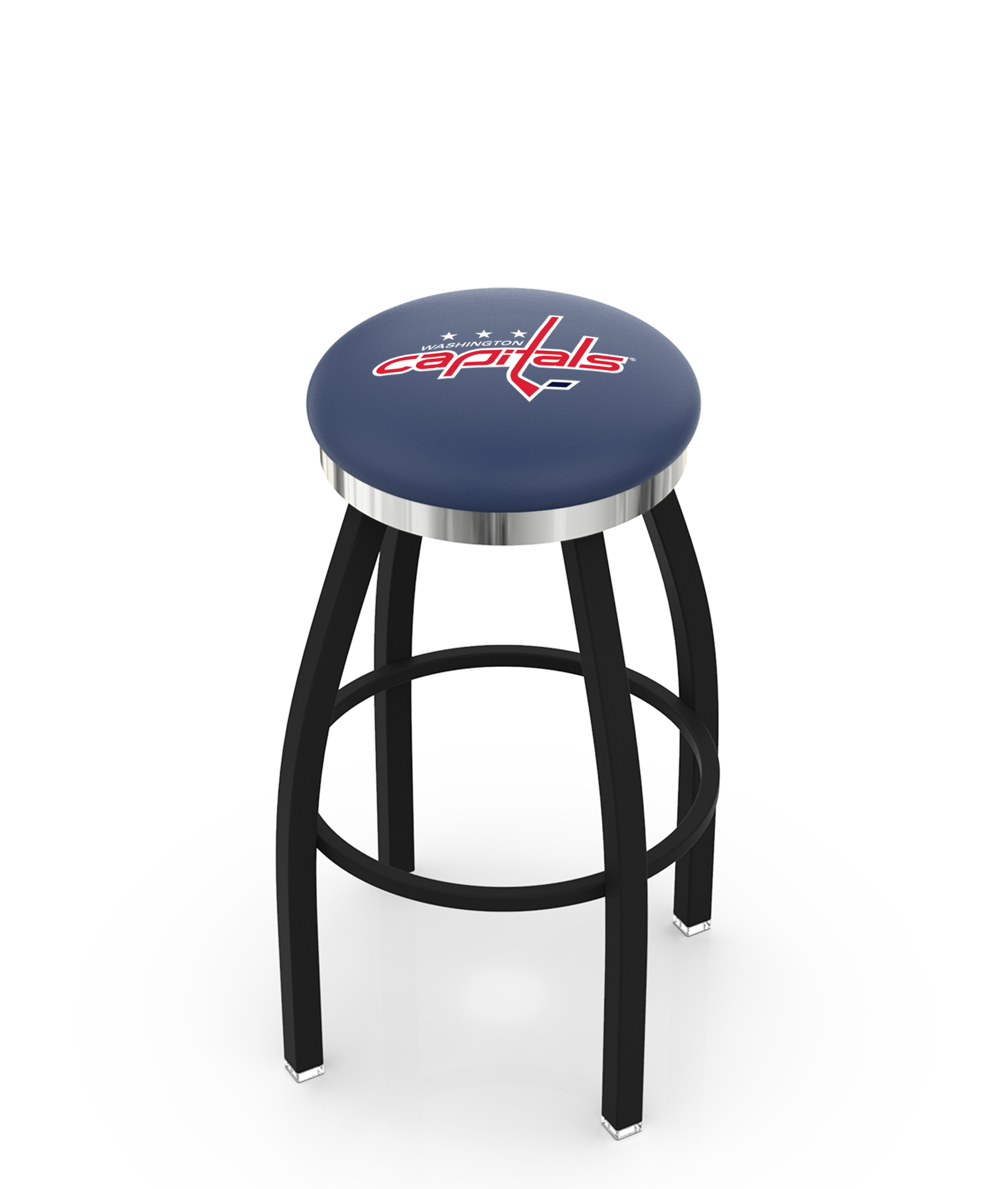 25" L8B2C - Black Wrinkle Washington Capitals Swivel Bar Stool with Chrome Accent Ring by  Company
