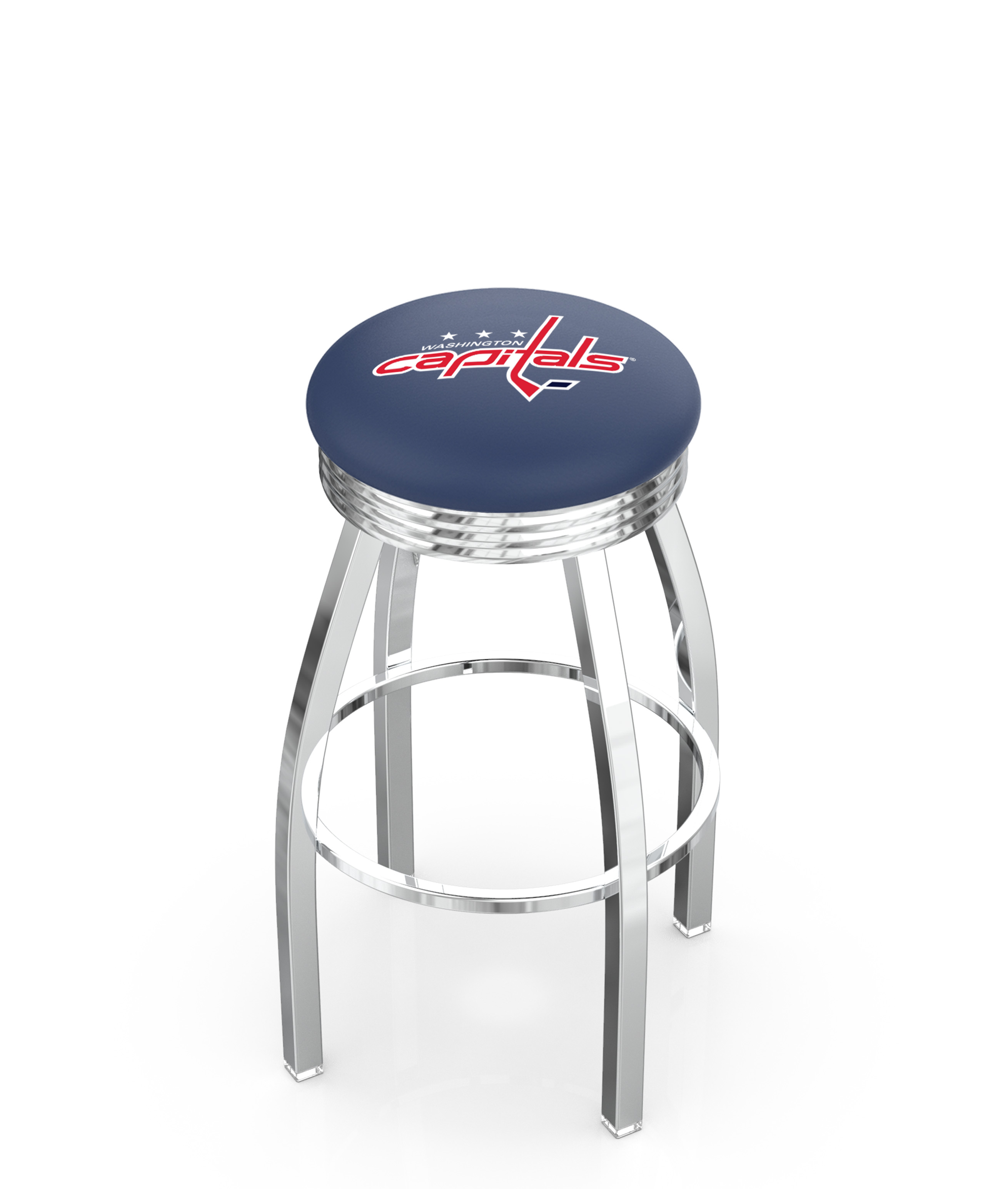 25" L8C3C - Chrome Washington Capitals Swivel Bar Stool with 2.5" Ribbed Accent Ring by  Company