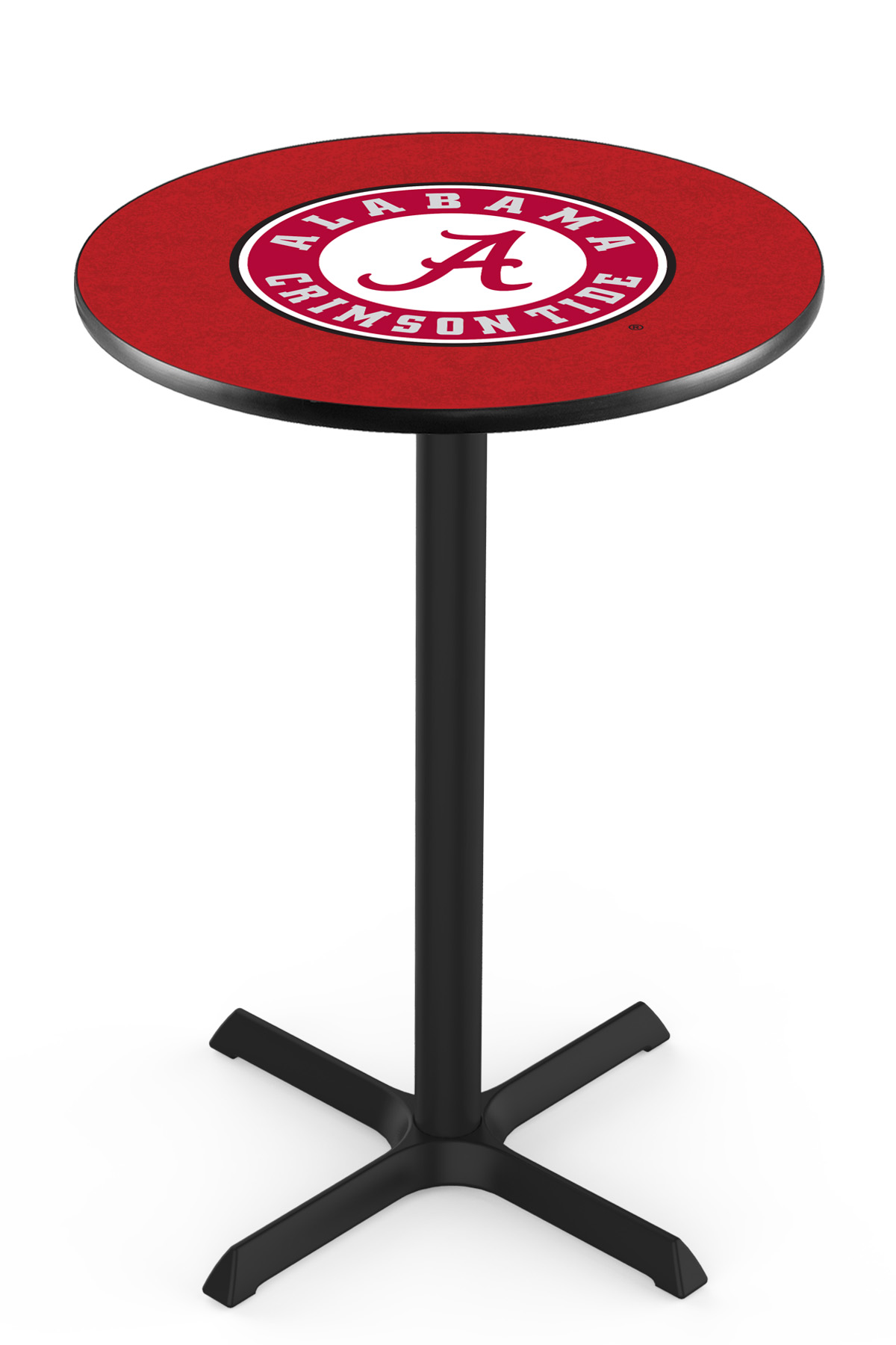 L211 University of Alabama (Script A) 42" Tall - 30" Top Pub Table with Black Wrinkle Finish