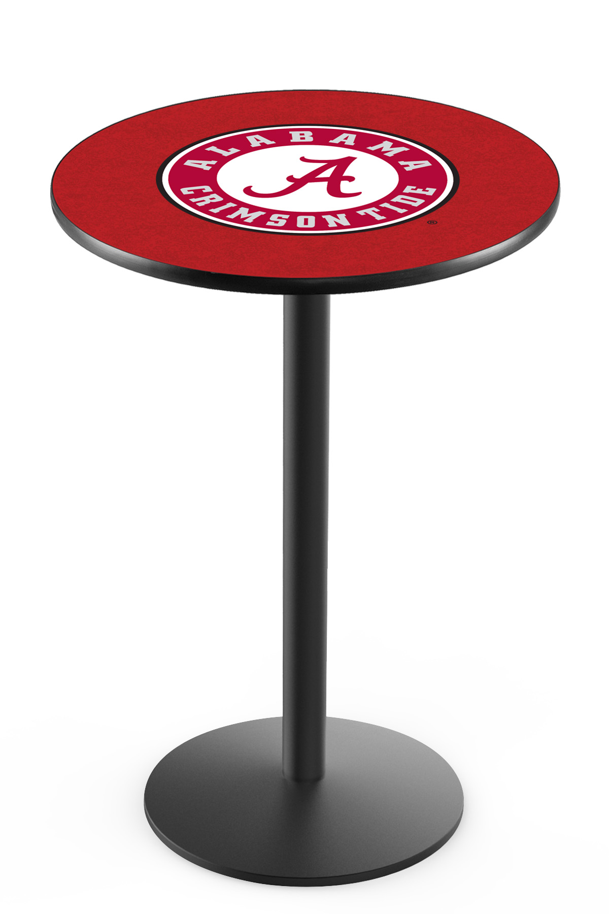 L214 University of Alabama (Script A) 36" Tall - 30" Top Pub Table with Black Wrinkle Finish
