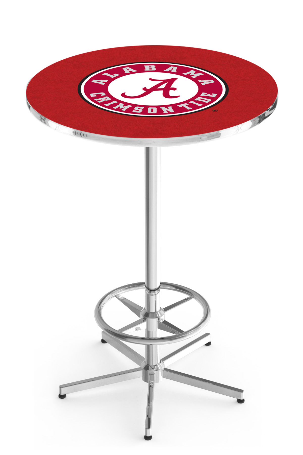 L216 University of Alabama (Script A) 42" Tall - 30" Top Pub Table with Chrome Finish