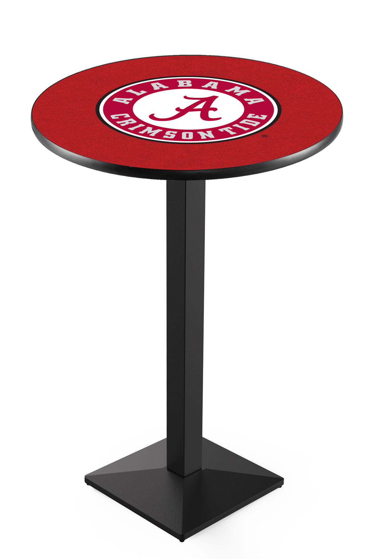 L217 University of Alabama (Script A) 36" Tall - 30" Top Pub Table with Black Wrinkle Finish