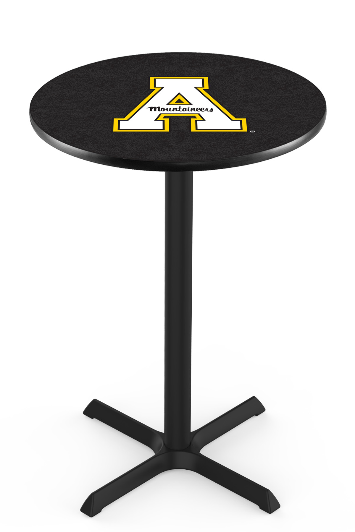 L211 Appalachian State University 42" Tall - 30" Top Pub Table with Black Wrinkle Finish