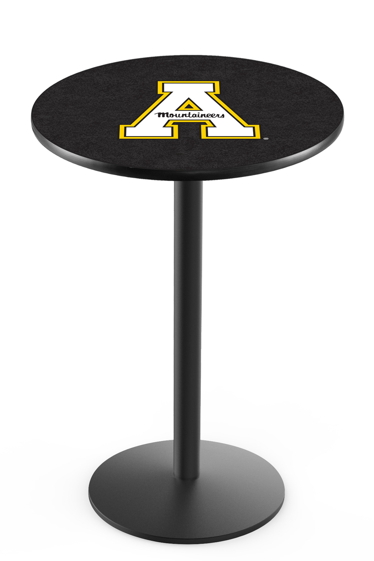 L214 Appalachian State University 36" Tall - 30" Top Pub Table with Black Wrinkle Finish
