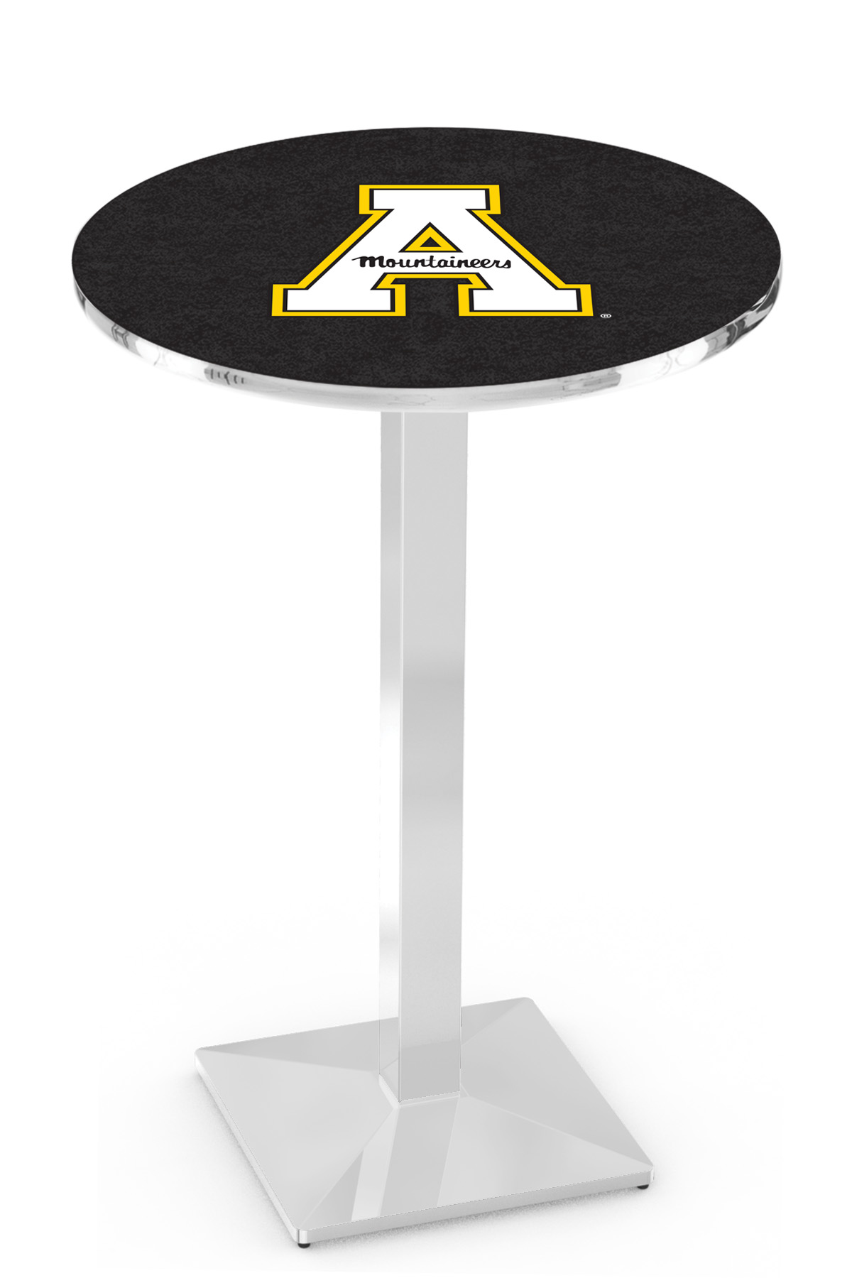 L217 Appalachian State University 42" Tall - 30" Top Pub Table with Chrome Finish