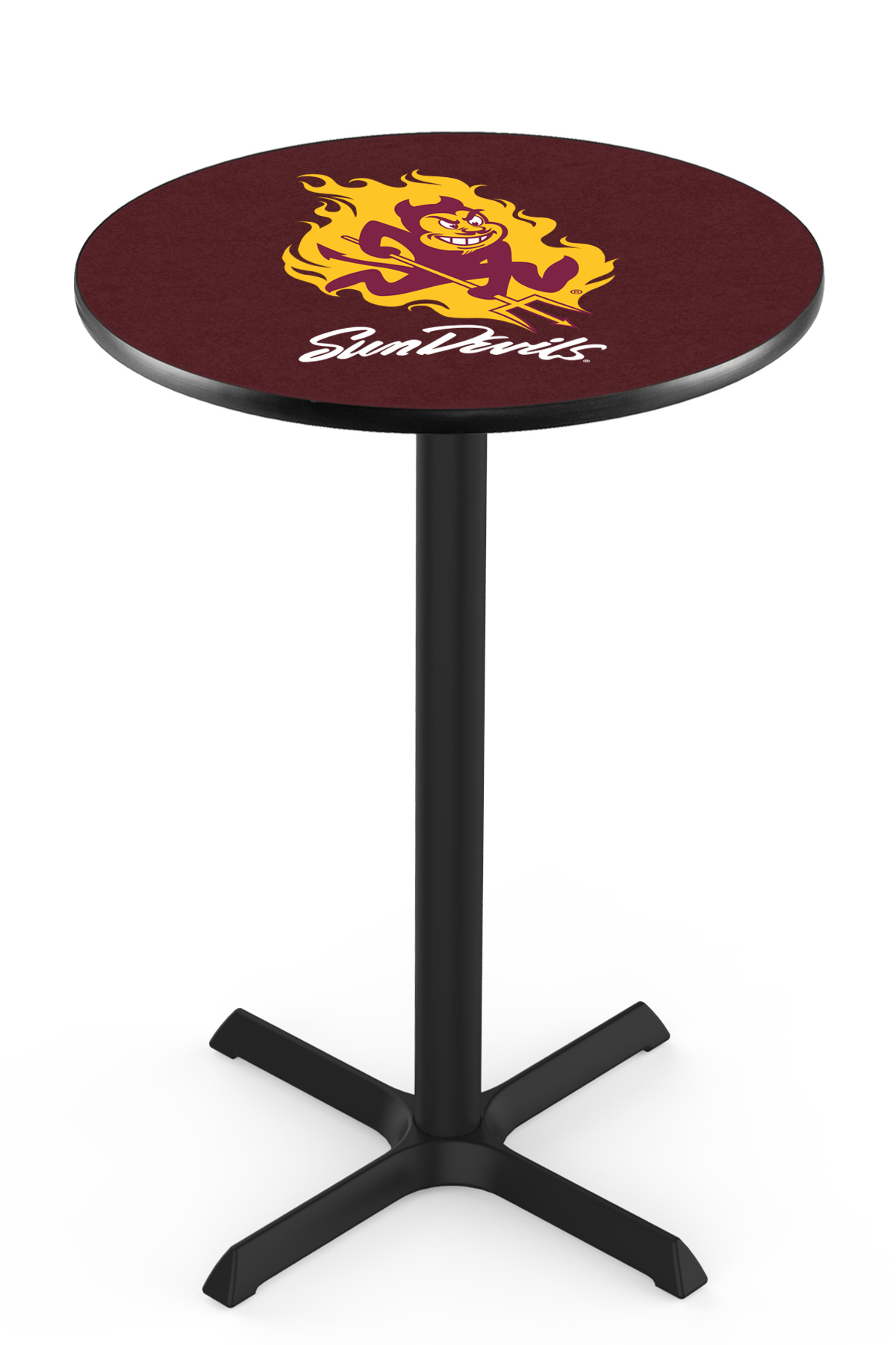 L211 Arizona State University (Sparky) 42" Tall - 30" Top Pub Table with Black Wrinkle Finish