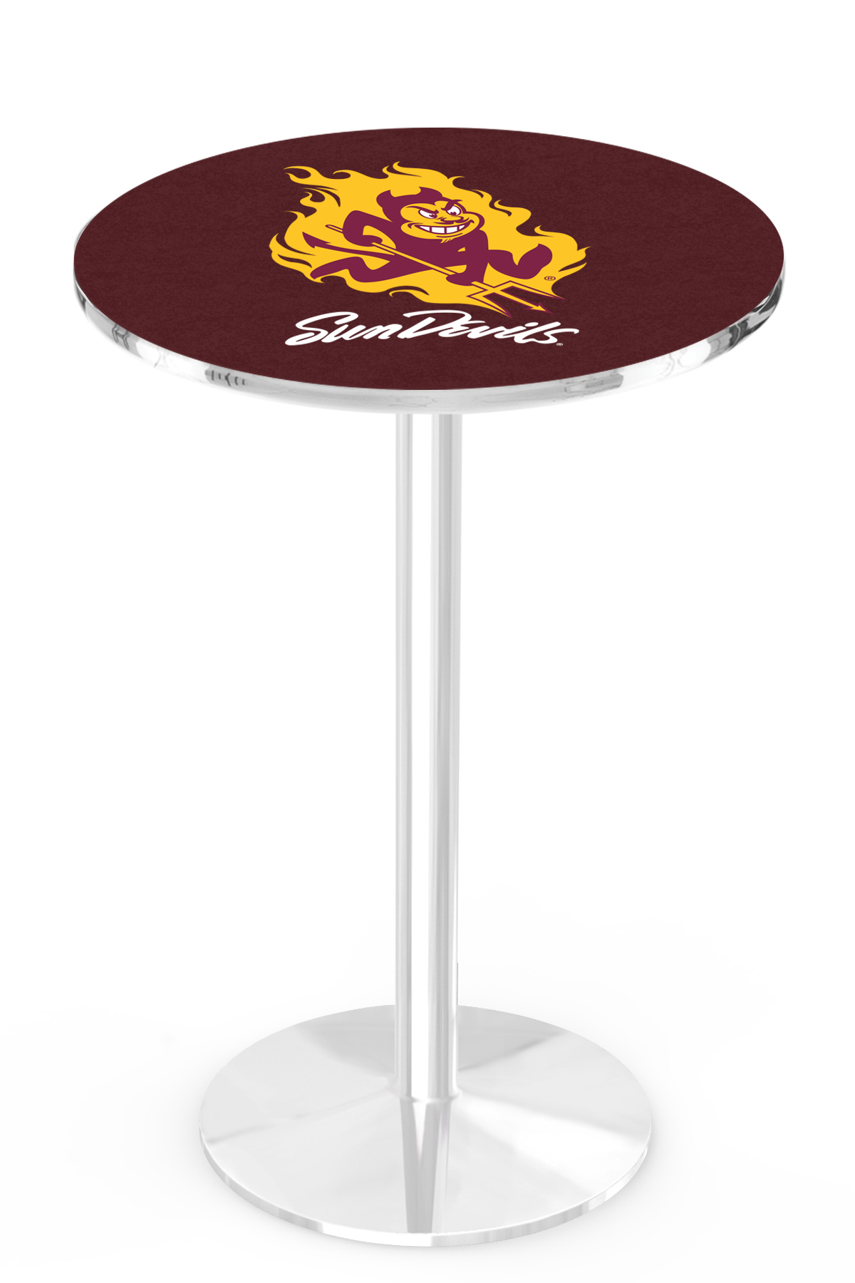 L214 Arizona State University (Sparky) 42" Tall - 30" Top Pub Table with Chrome Finish