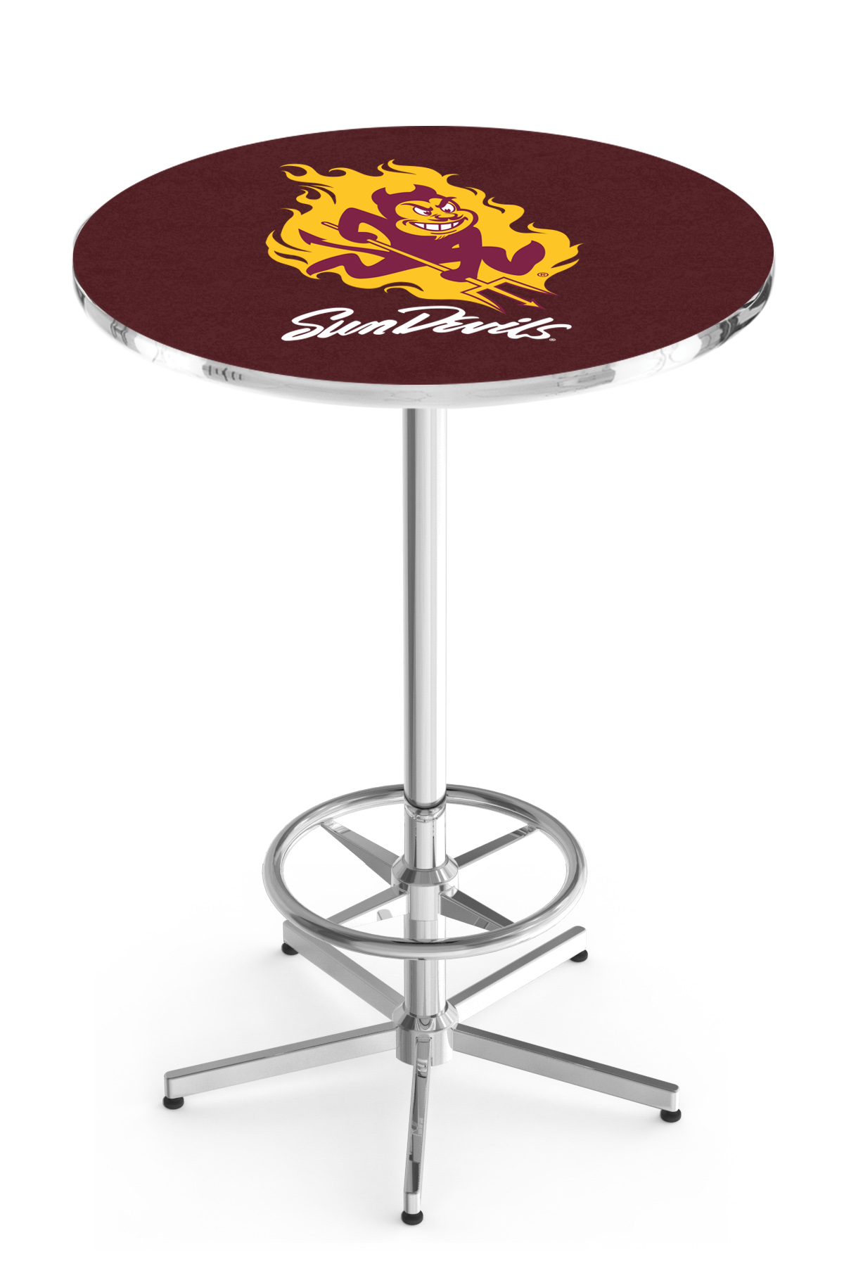 L216 Arizona State University (Sparky) 42" Tall - 30" Top Pub Table with Chrome Finish