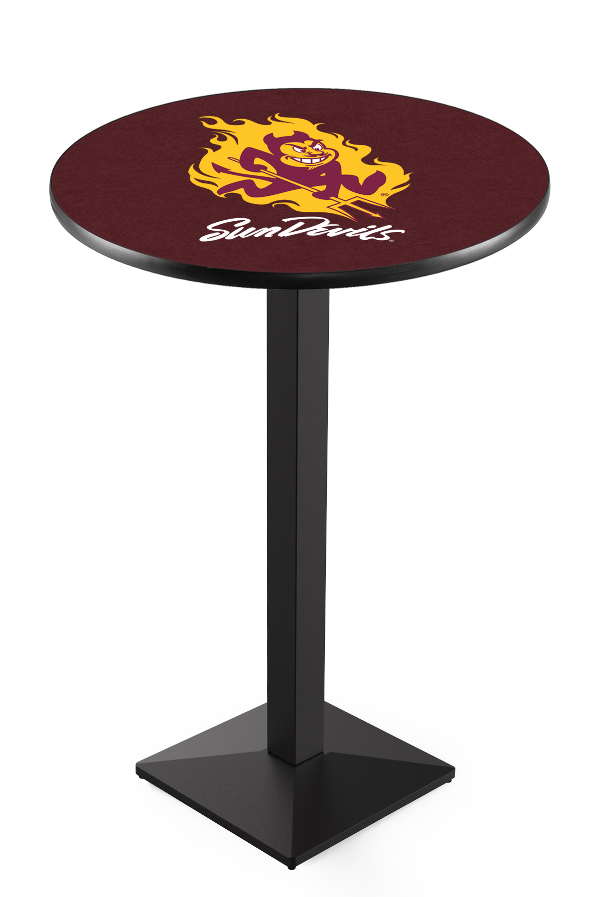 L217 Arizona State University (Sparky) 36" Tall - 30" Top Pub Table with Black Wrinkle Finish
