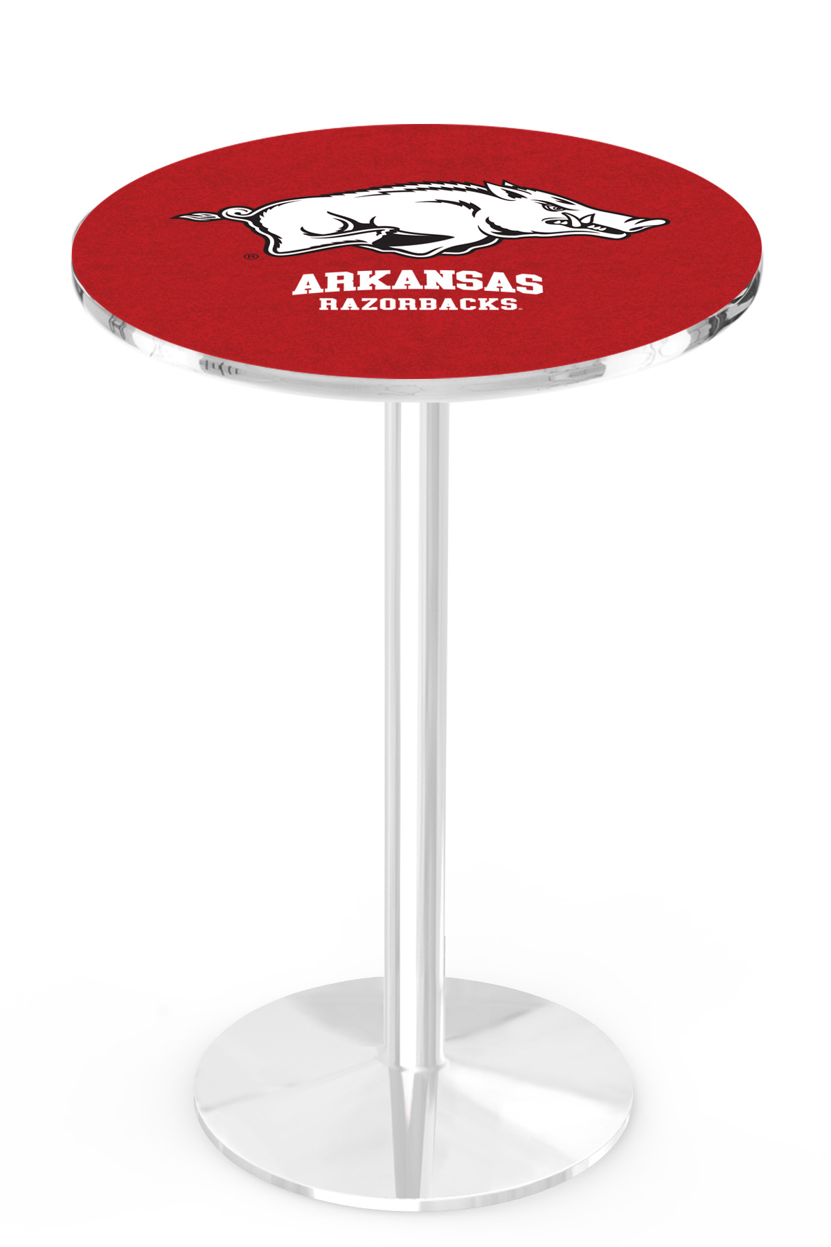 L214 University of Arkansas 42" Tall - 30" Top Pub Table with Chrome Finish