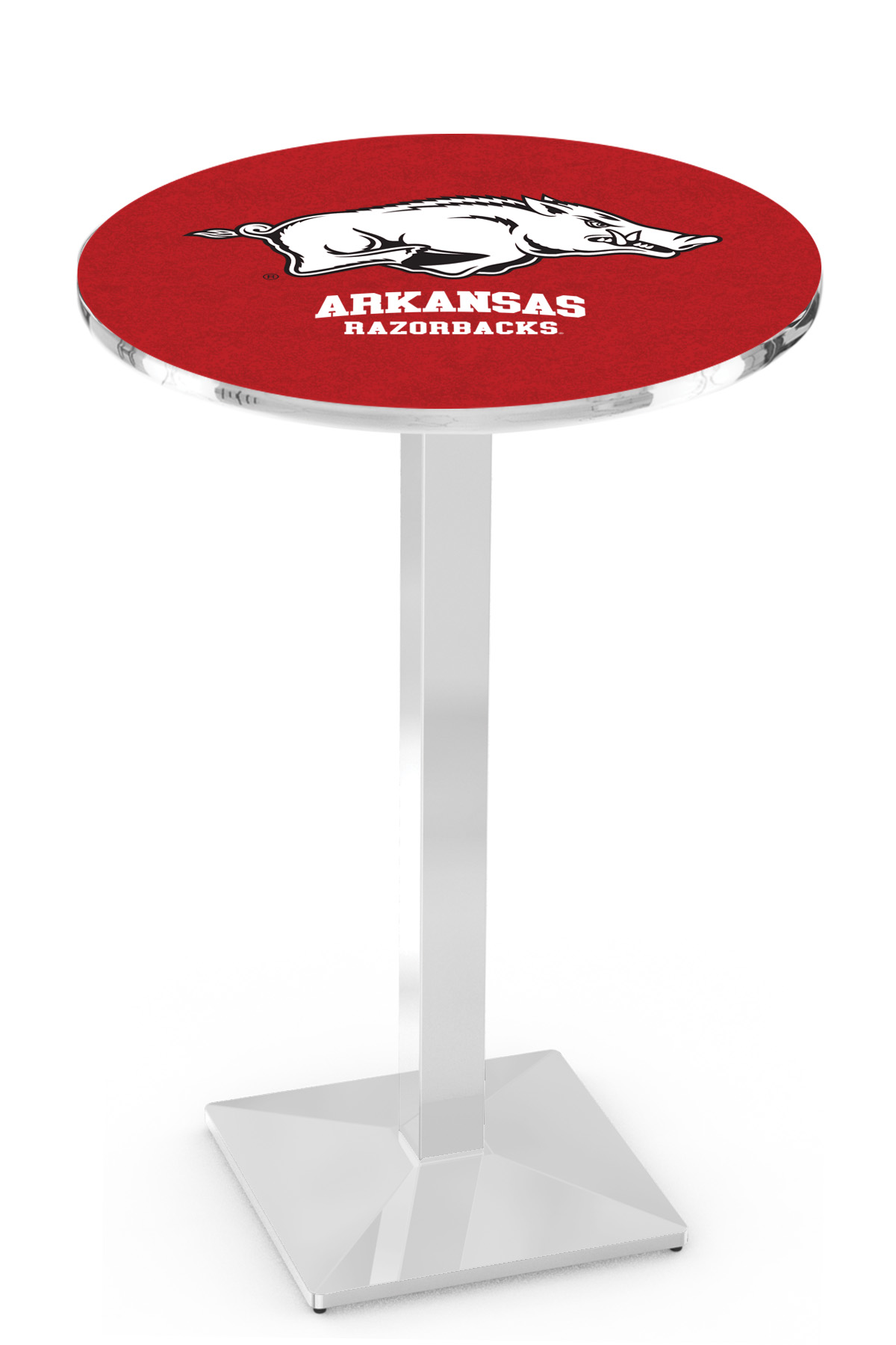 L217 University of Arkansas 36" Tall - 30" Top Pub Table with Chrome Finish