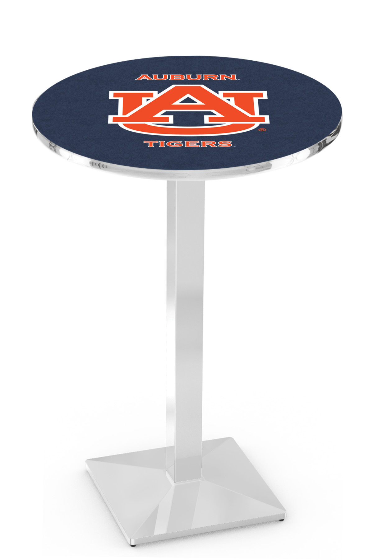 L217 Auburn University 36" Tall - 30" Top Pub Table with Chrome Finish