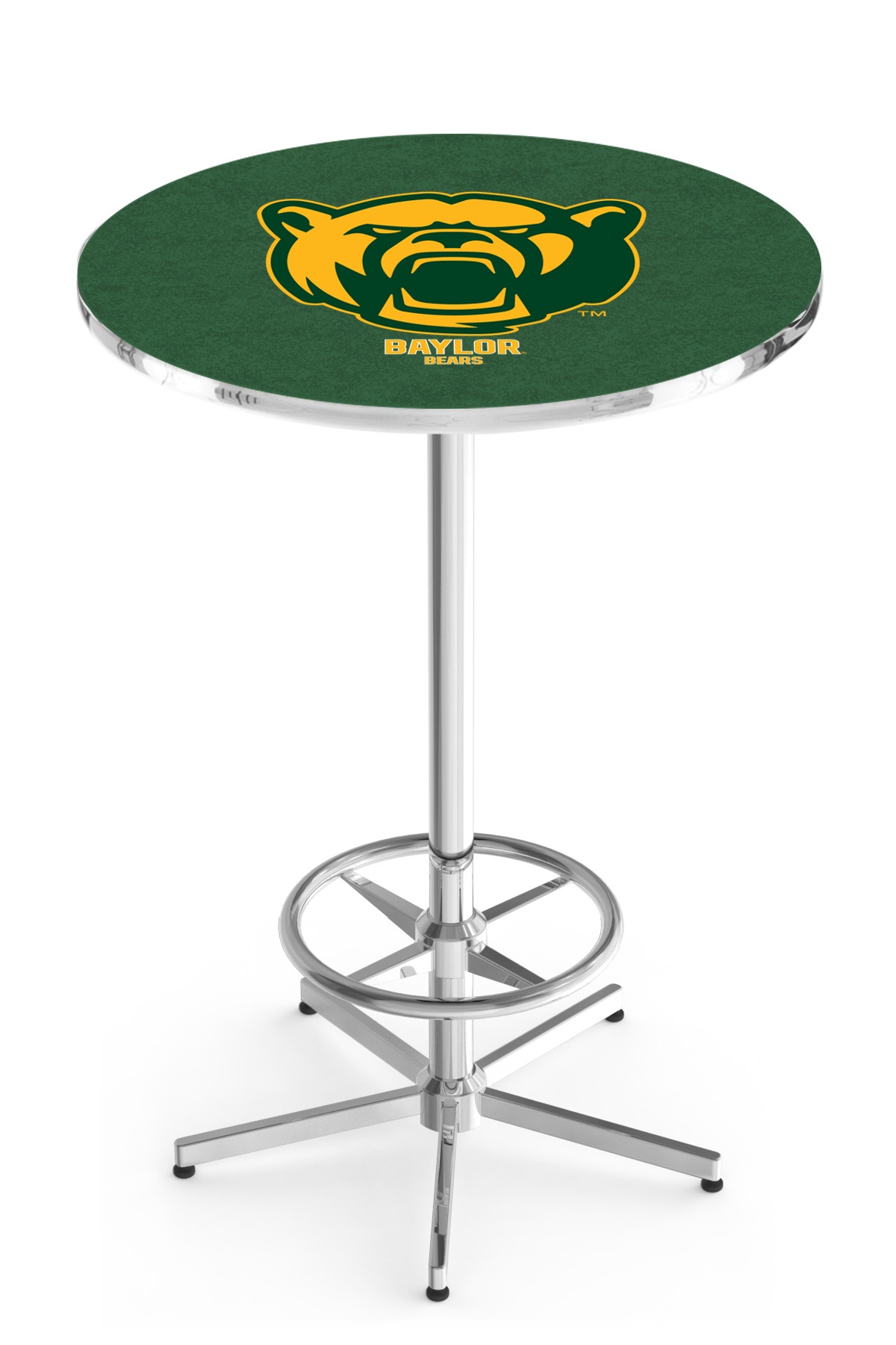 L216 Baylor University 42" Tall - 30" Top Pub Table with Chrome Finish