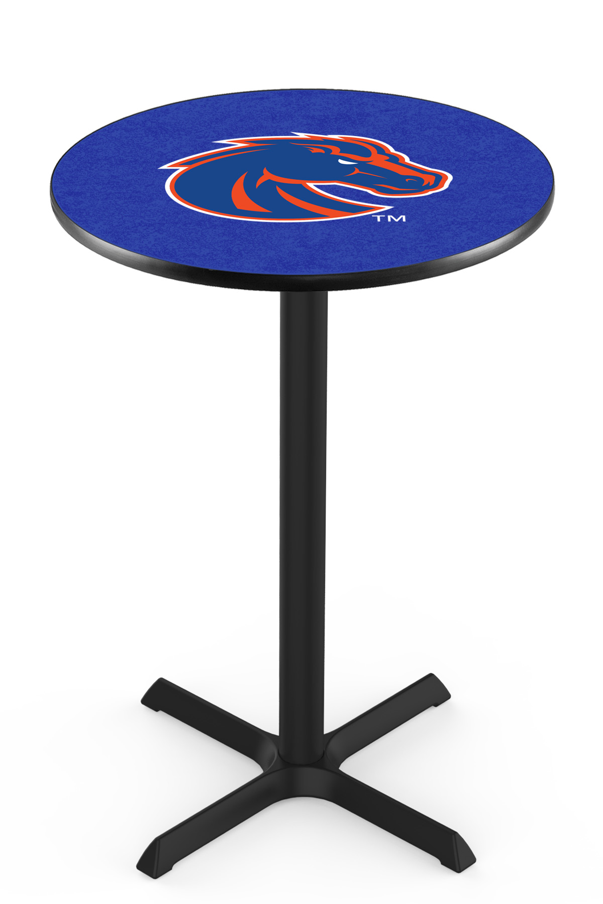 L211 Boise State University 42" Tall - 30" Top Pub Table with Black Wrinkle Finish