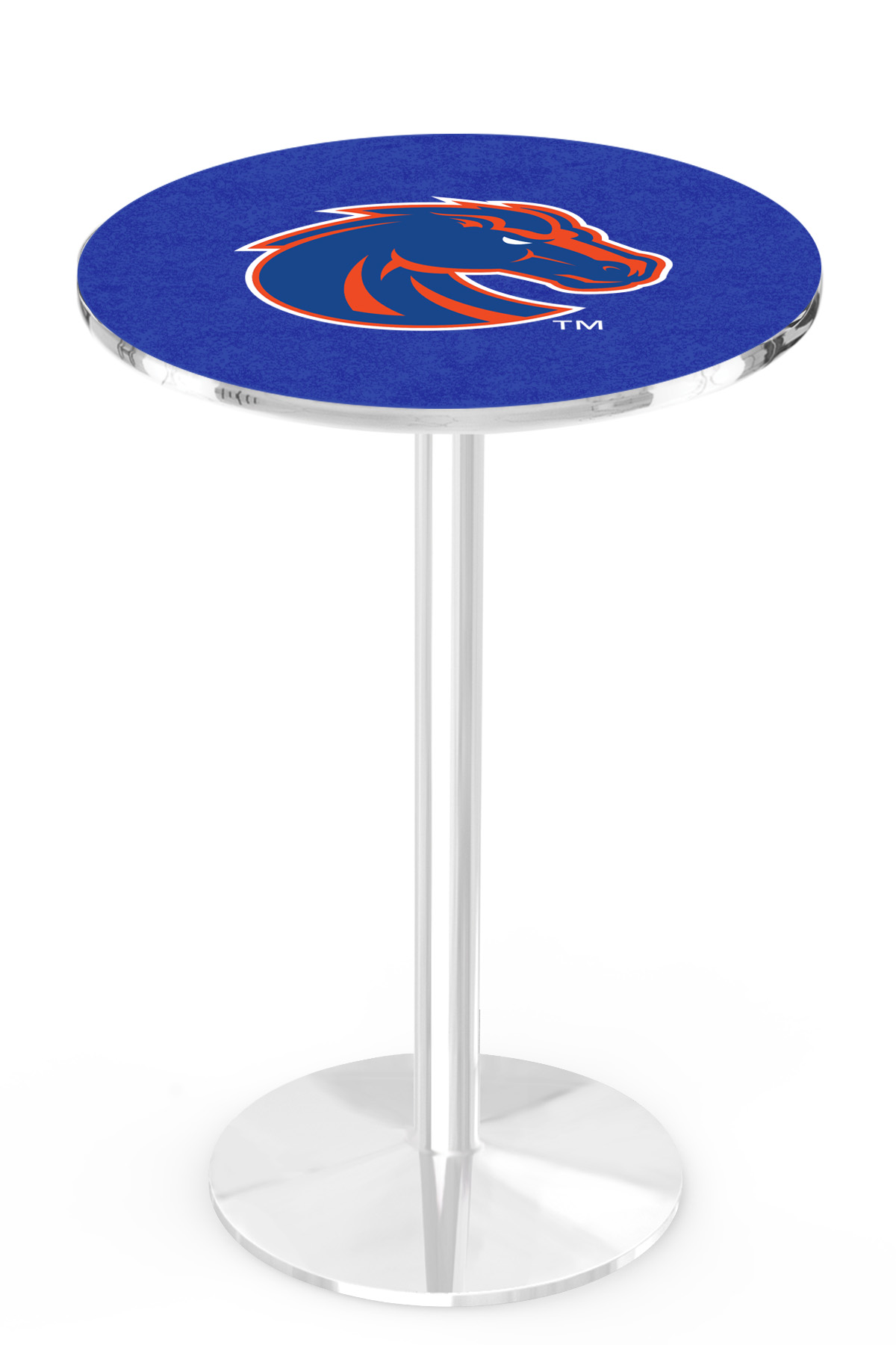 L214 Boise State University 42" Tall - 30" Top Pub Table with Chrome Finish