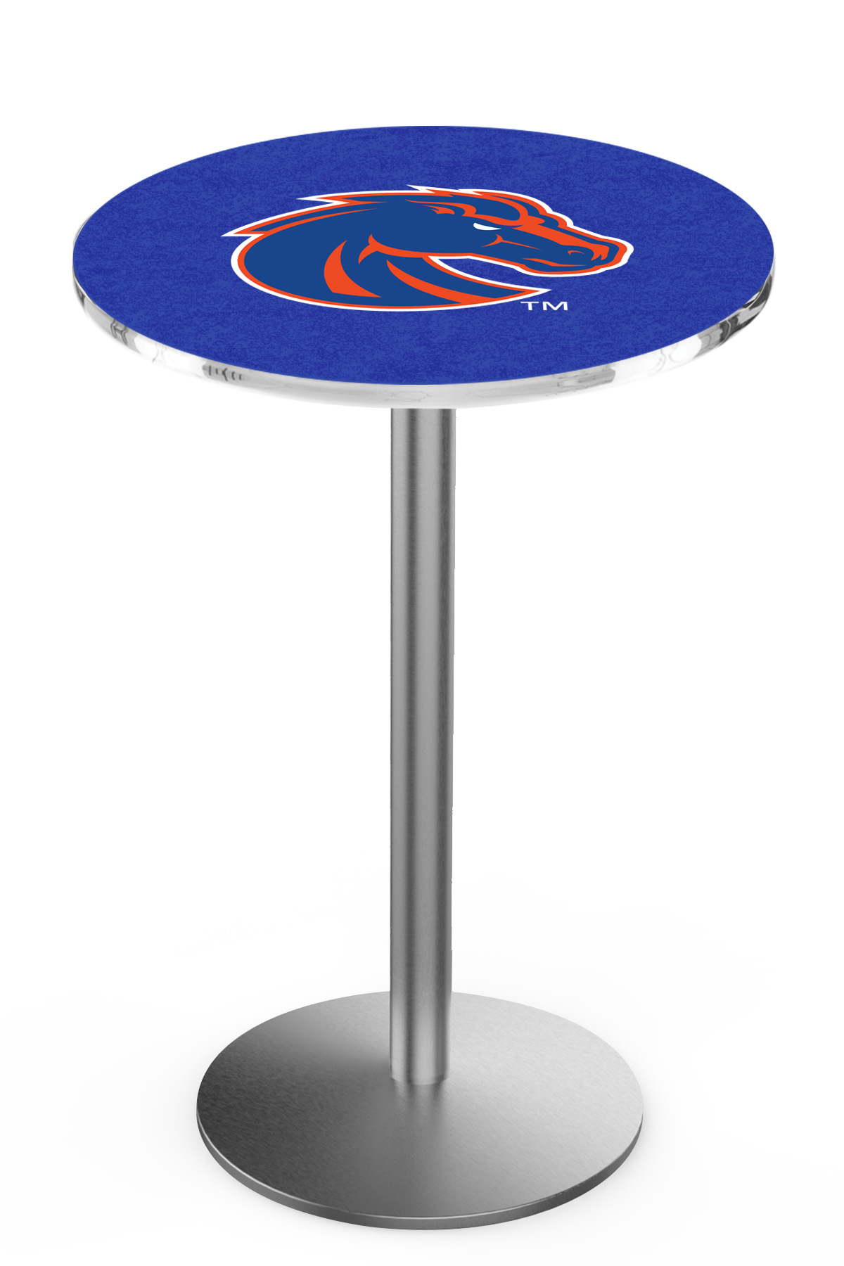 L214 Boise State University 42" Tall - 30" Top Pub Table with Stainless Finish