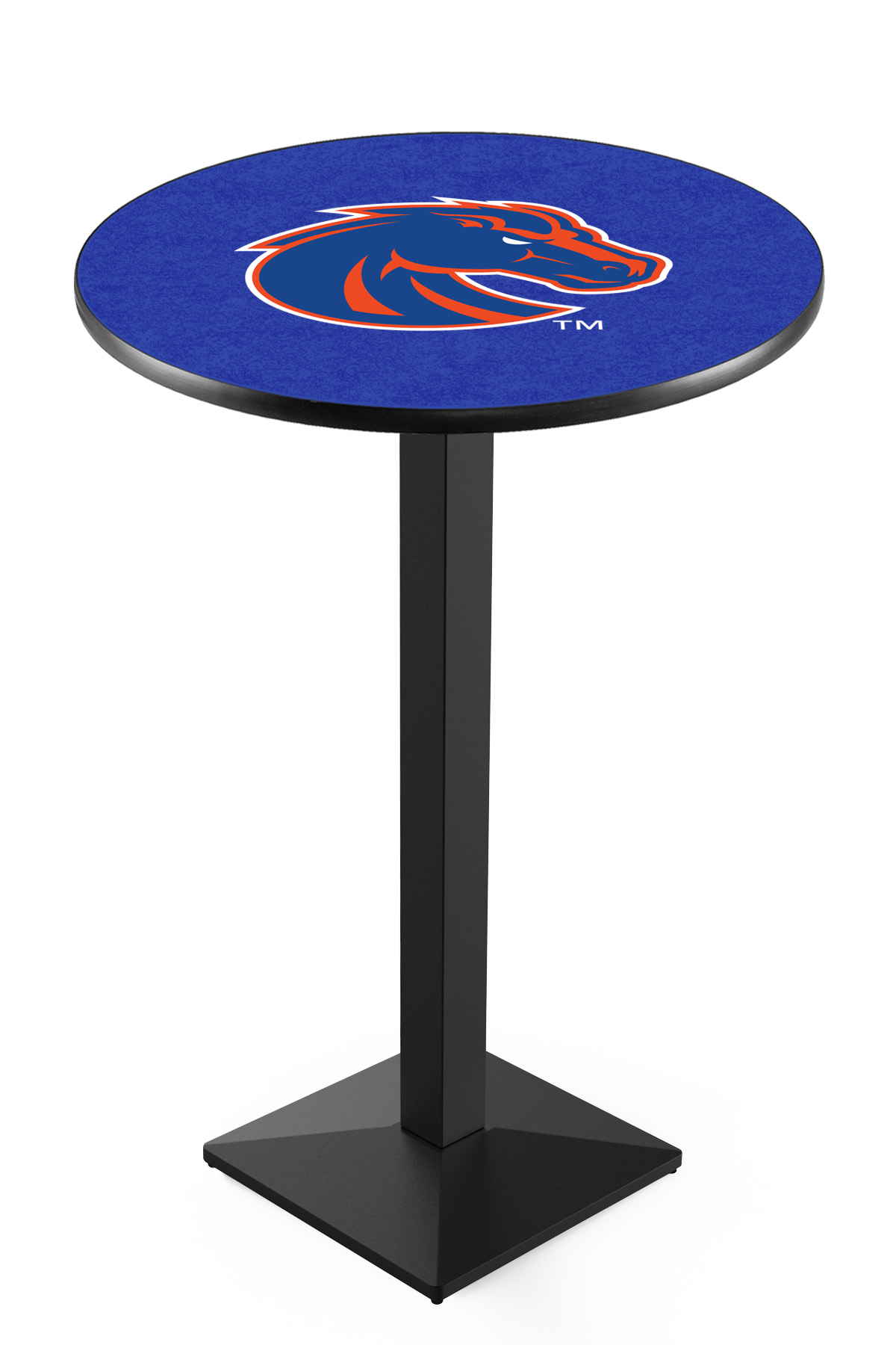 L217 Boise State University 36" Tall - 30" Top Pub Table with Black Wrinkle Finish