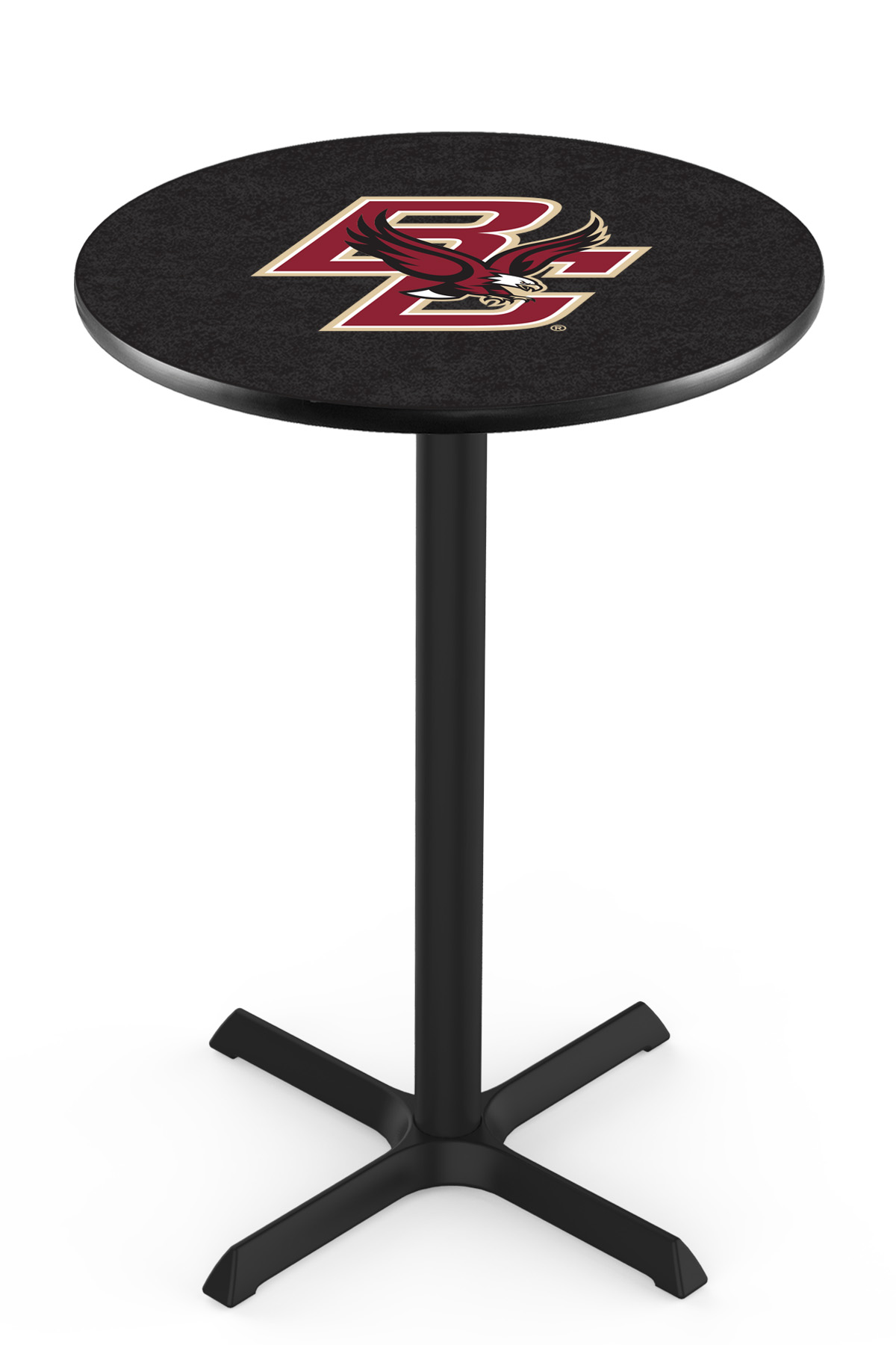 L211 Boston College 42" Tall - 30" Top Pub Table with Black Wrinkle Finish