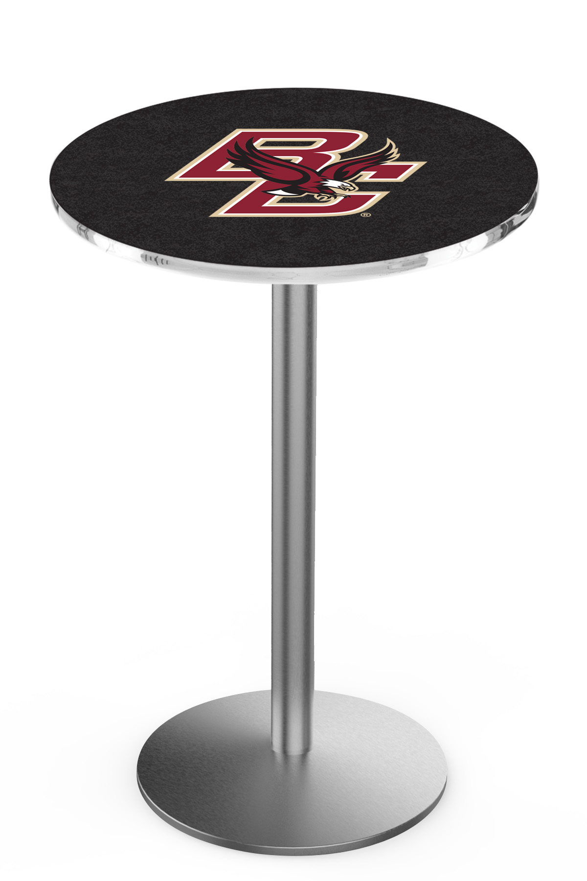 L214 Boston College 36" Tall - 30" Top Pub Table with Stainless Finish