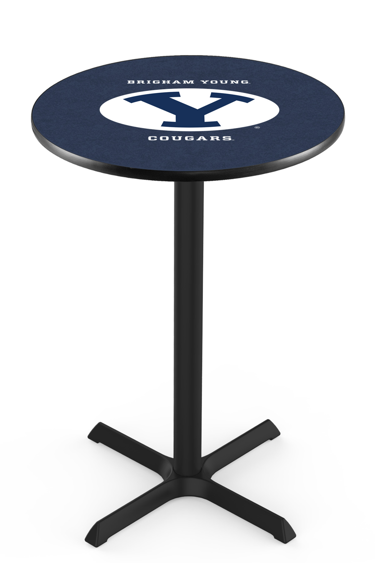 L211 Brigham Young University 42" Tall - 30" Top Pub Table with Black Wrinkle Finish