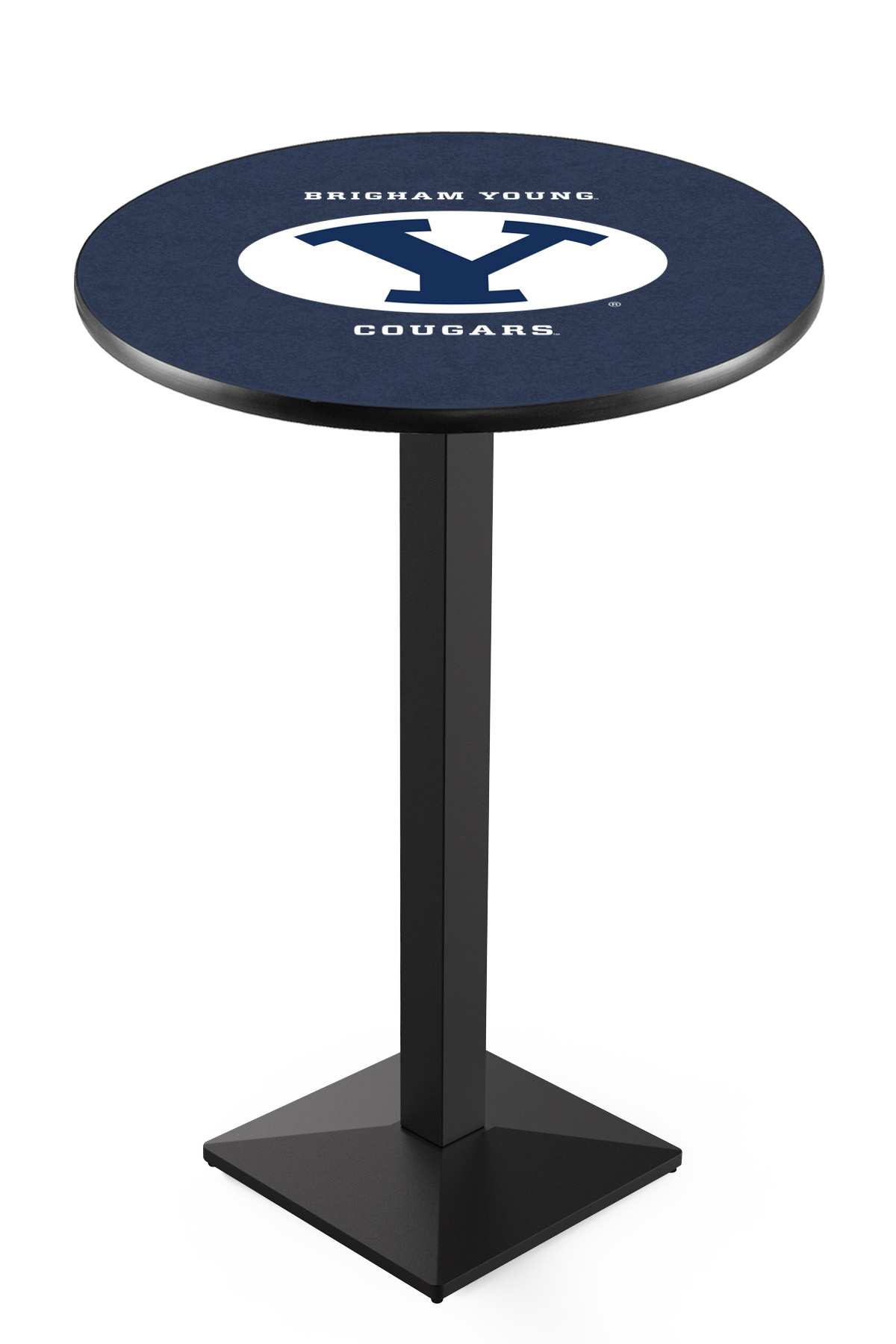 L217 Brigham Young University 42" Tall - 30" Top Pub Table with Black Wrinkle Finish
