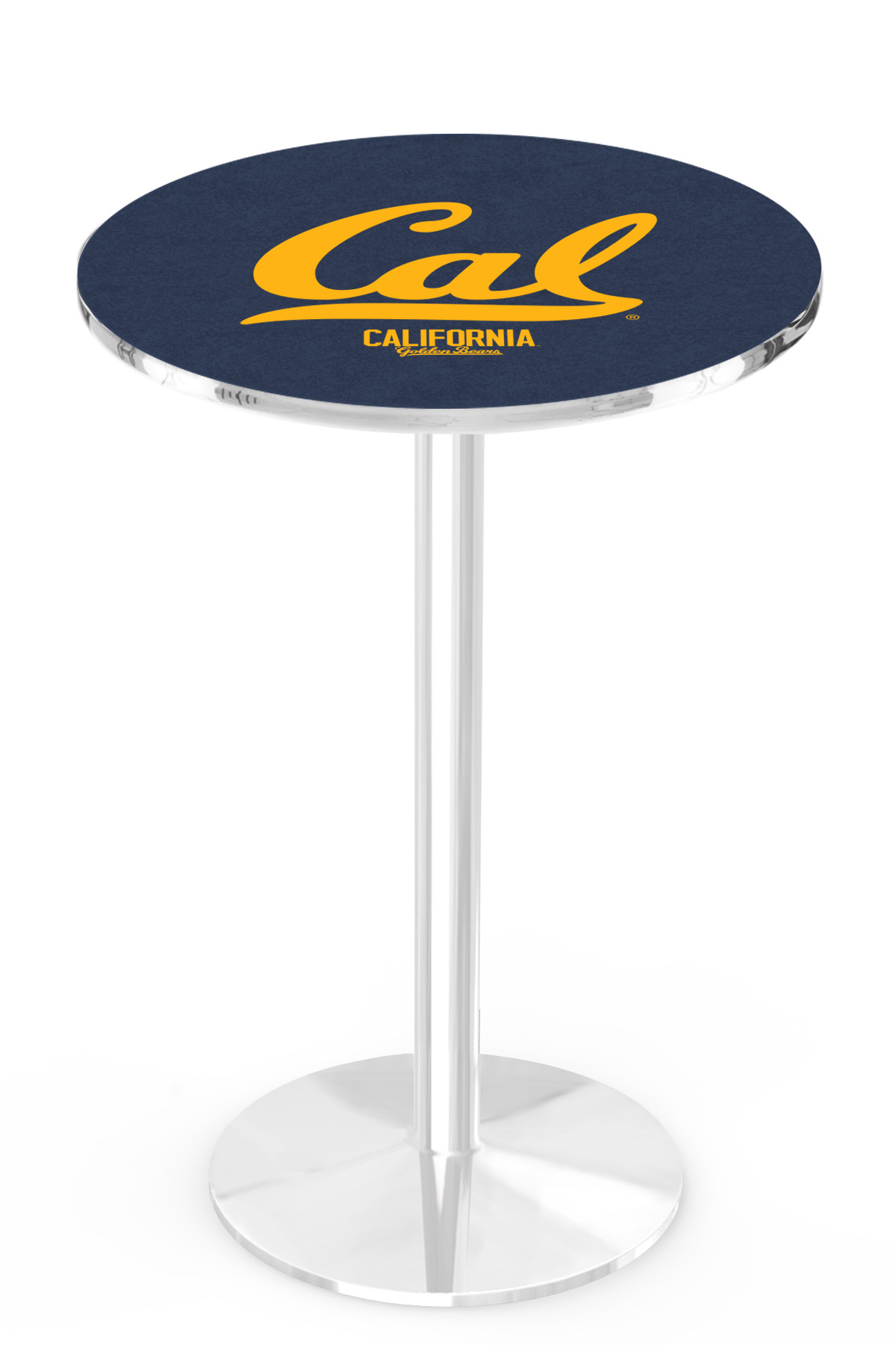 L214 University of California 36" Tall - 30" Top Pub Table with Chrome Finish